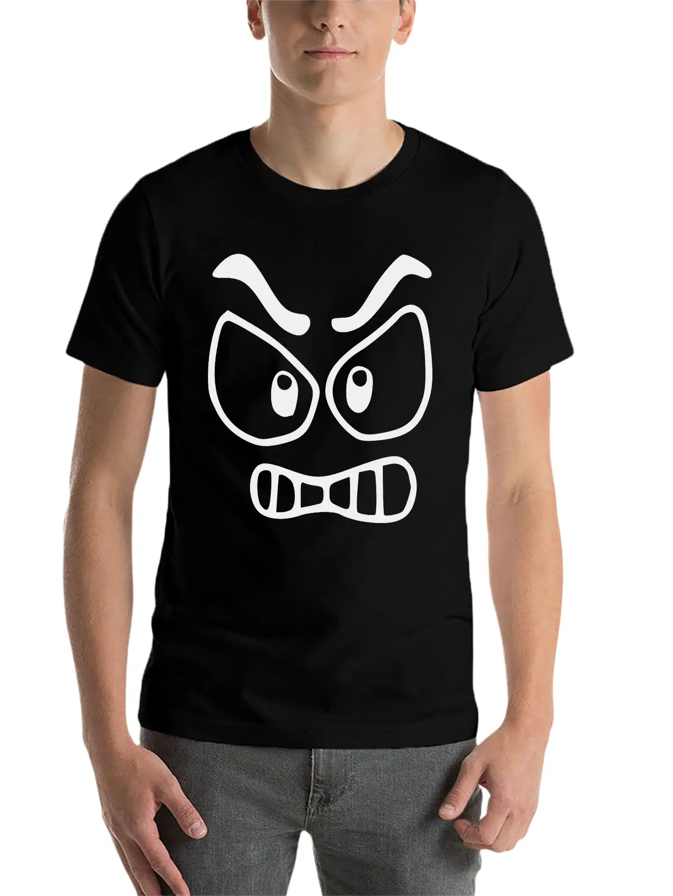 Emojis Sketch Angry Unisex Short Sleeve Soft Cotton T-Shirt – Casual Everyday Wear