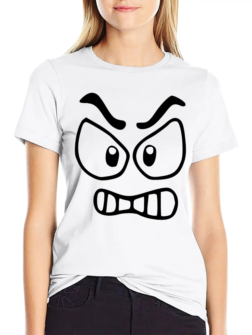 Emojis Sketch Angry Unisex Short Sleeve Soft Cotton T-Shirt – Casual Everyday Wear