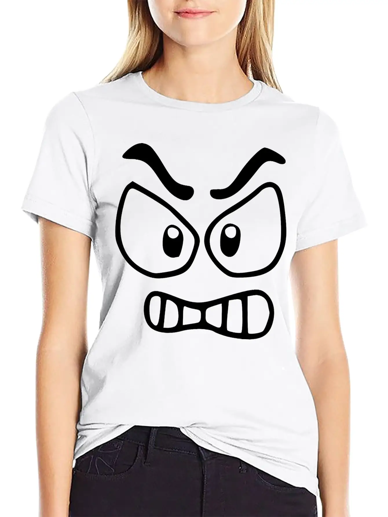 Emojis Sketch Angry Unisex Short Sleeve Soft Cotton T-Shirt – Casual Everyday Wear