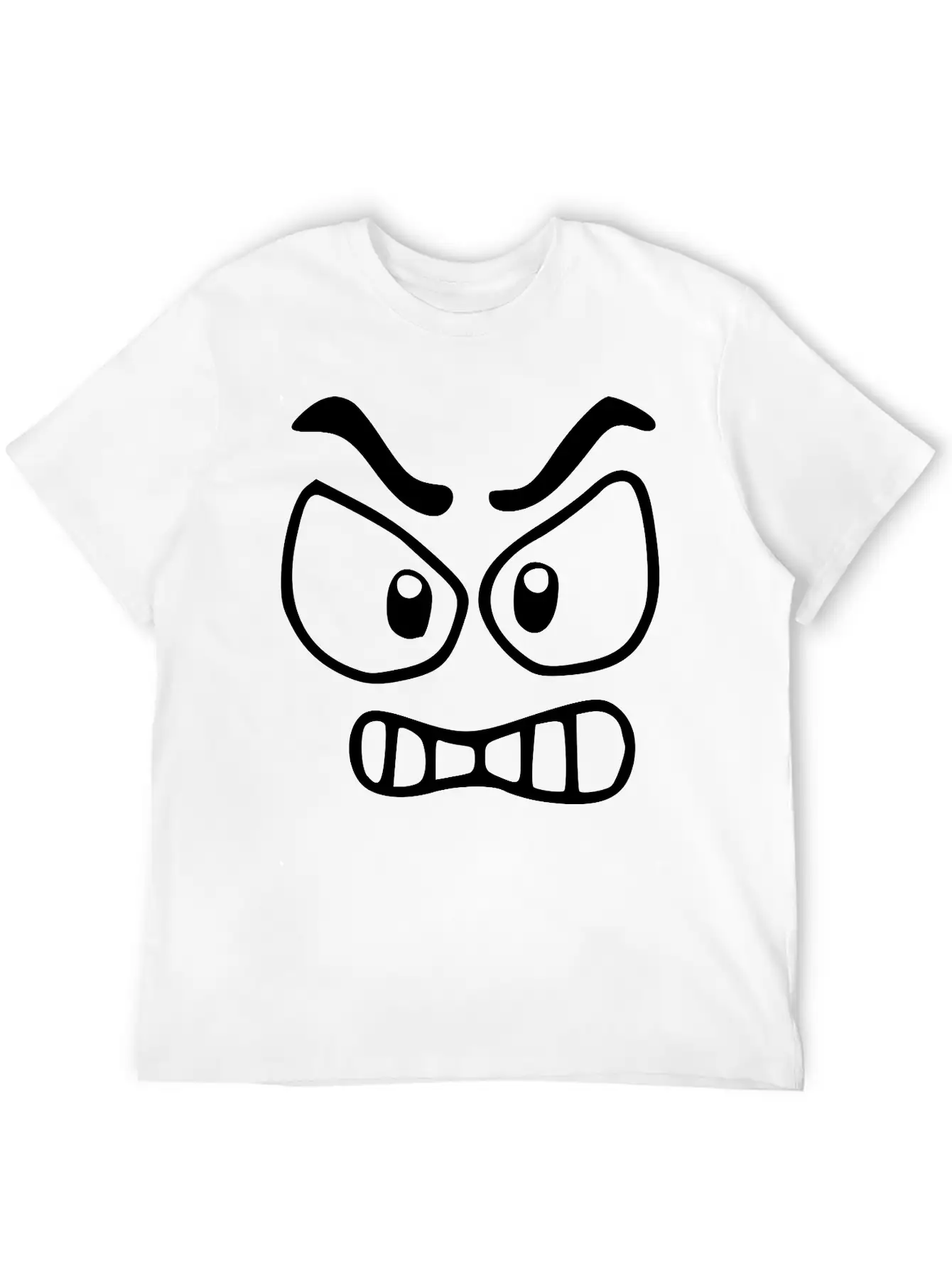 Emojis Sketch Angry Unisex Short Sleeve Soft Cotton T-Shirt – Casual Everyday Wear