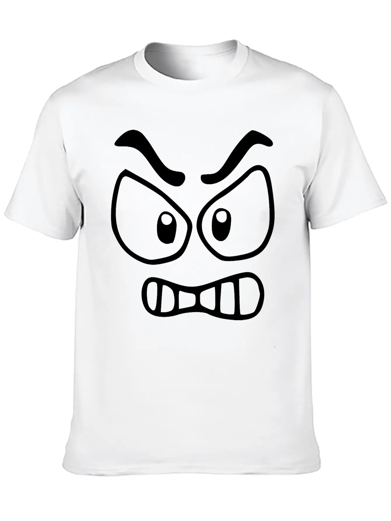 Emojis Sketch Angry Unisex Short Sleeve Soft Cotton T-Shirt – Casual Everyday Wear
