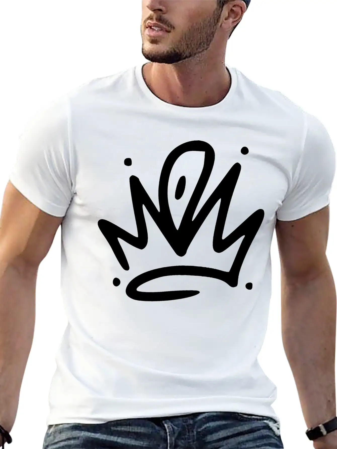 Emojis Sketch Crown Breathable Graphic T-Shirt – Perfect For Casual Days