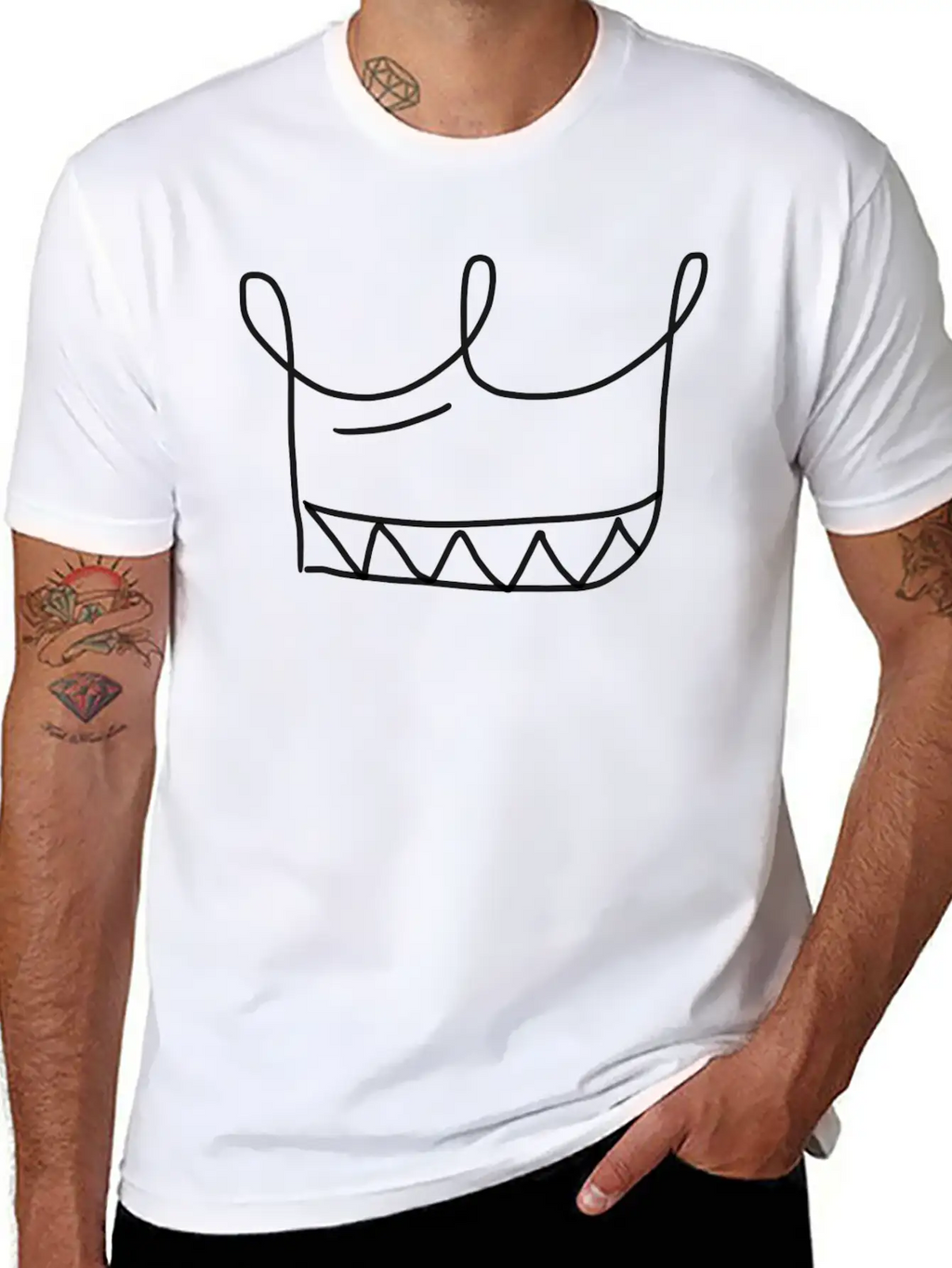 Emojis Sketch Crown Unisex Short Sleeve Soft Cotton T-Shirt – Casual Everyday Wear