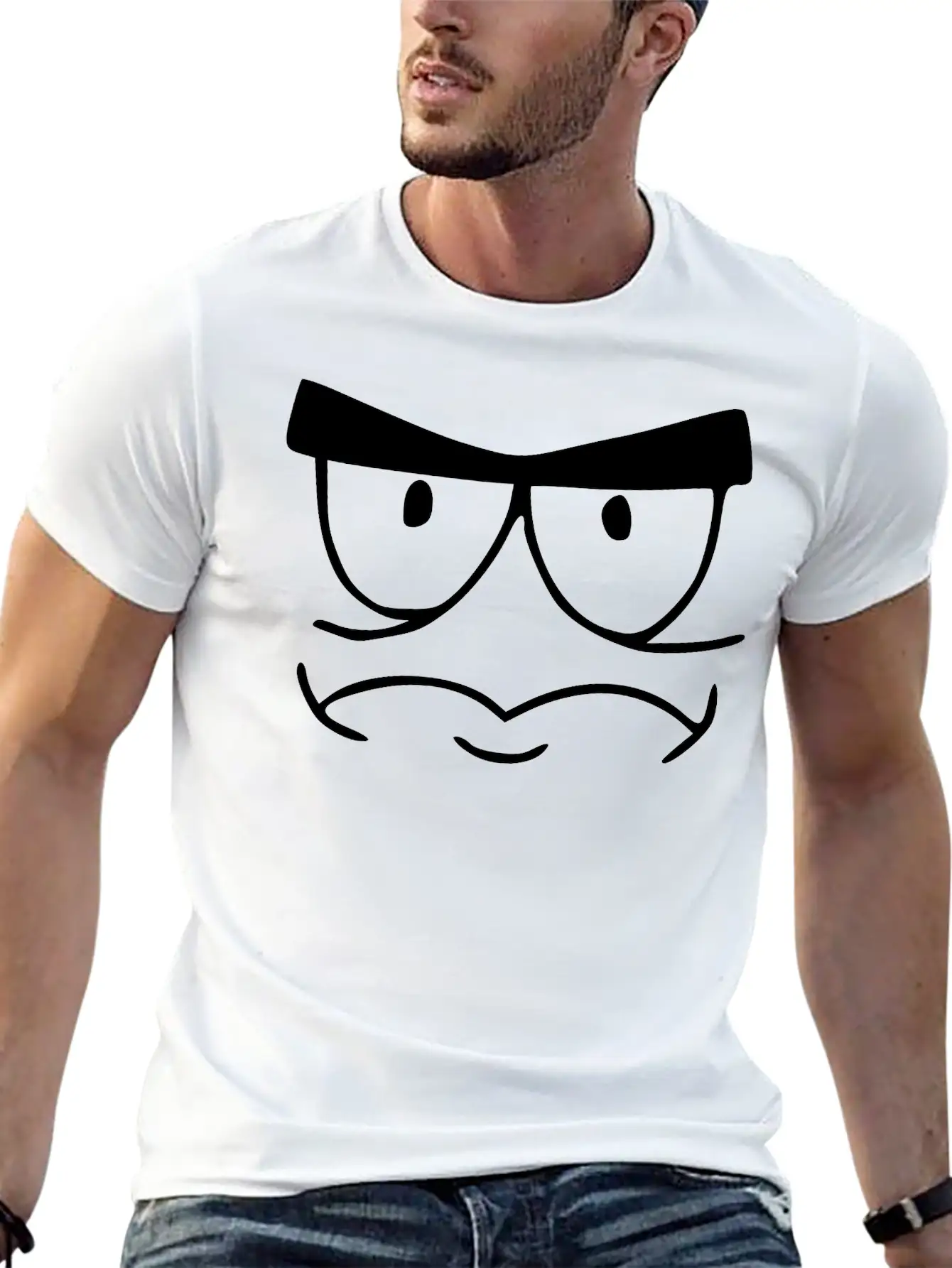 Emojis Sketch Tense Unisex Short Sleeve Soft Cotton T-Shirt – Casual Everyday Wear