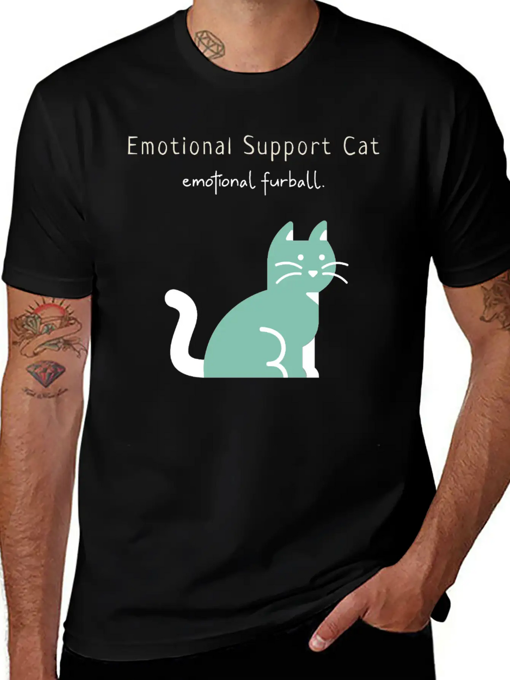 Emotional Furball, Emotional Support Cat On Duty Breathable Soft Cotton T-Shirt – Timeless Casual Look