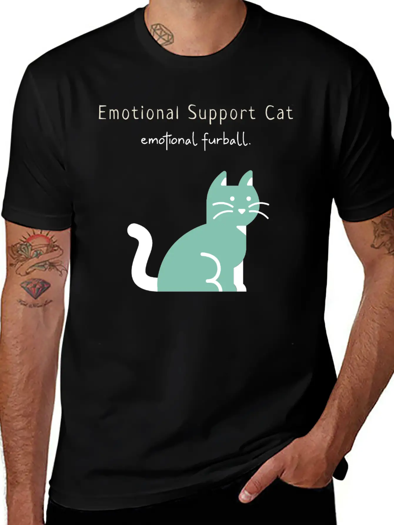 Emotional Furball, Emotional Support Cat On Duty Breathable Soft Cotton T-Shirt – Timeless Casual Look