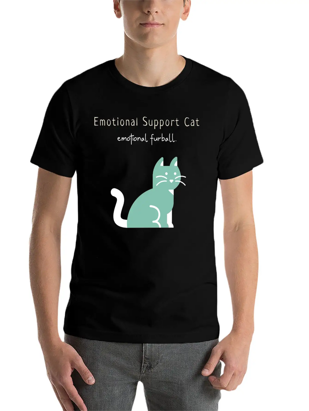 Emotional Furball, Emotional Support Cat On Duty Breathable Soft Cotton T-Shirt – Timeless Casual Look