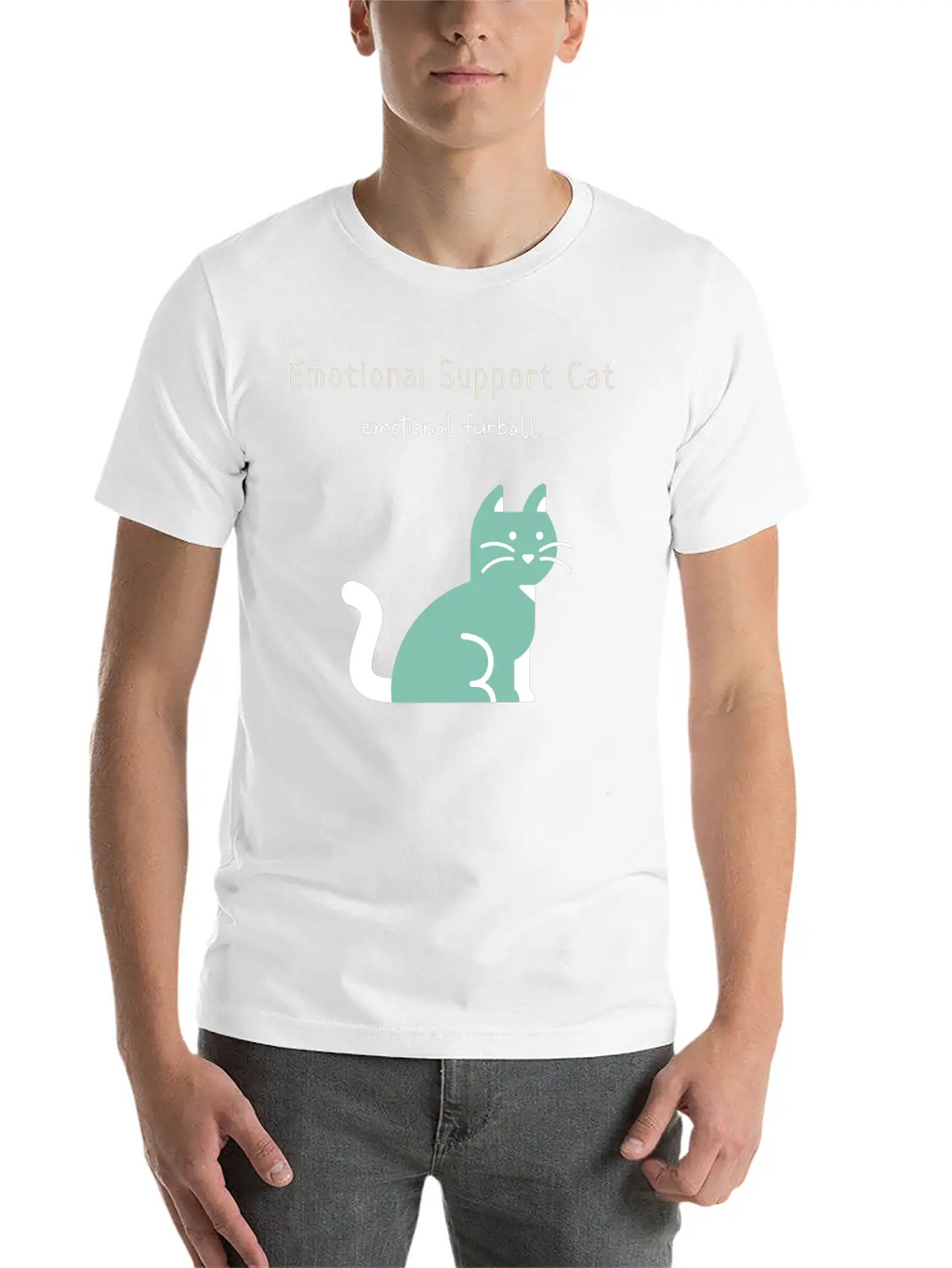 Emotional Furball, Emotional Support Cat On Duty Breathable Soft Cotton T-Shirt – Timeless Casual Look