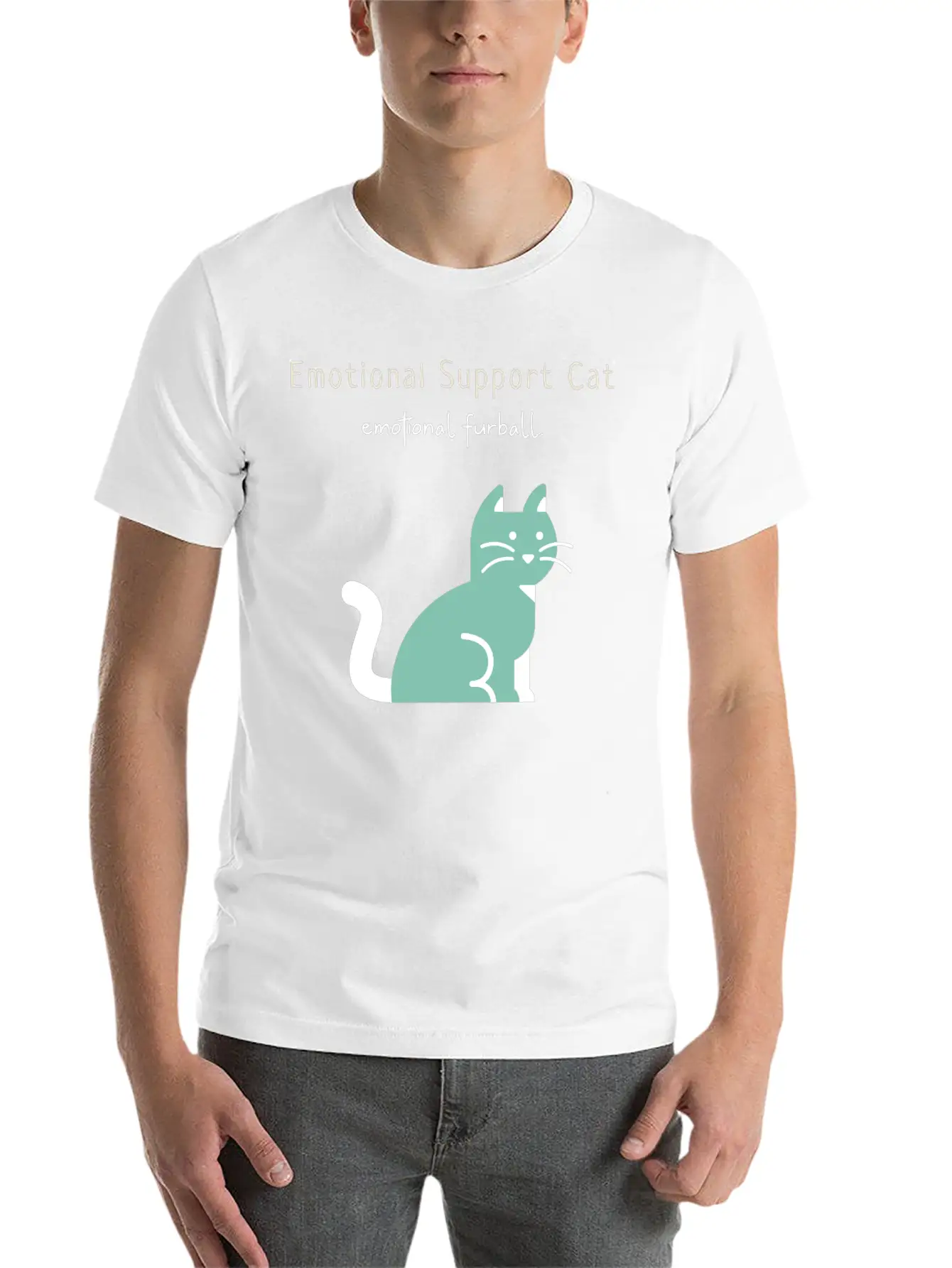 Emotional Furball, Emotional Support Cat On Duty Breathable Soft Cotton T-Shirt – Timeless Casual Look