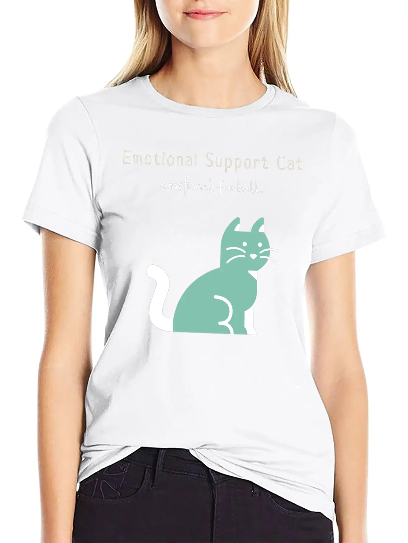 Emotional Furball, Emotional Support Cat On Duty Breathable Soft Cotton T-Shirt – Timeless Casual Look