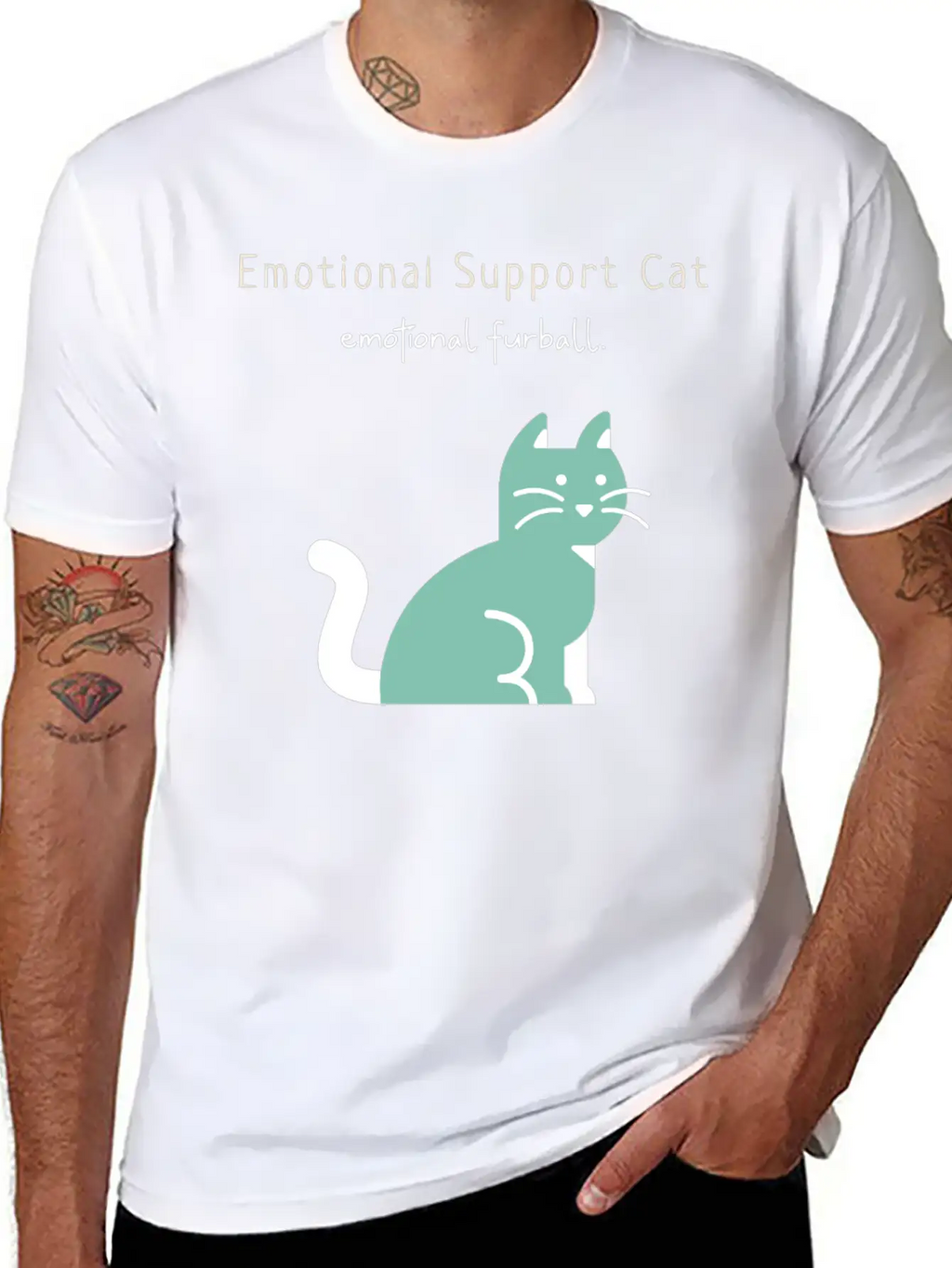 Emotional Furball, Emotional Support Cat On Duty Breathable Soft Cotton T-Shirt – Timeless Casual Look