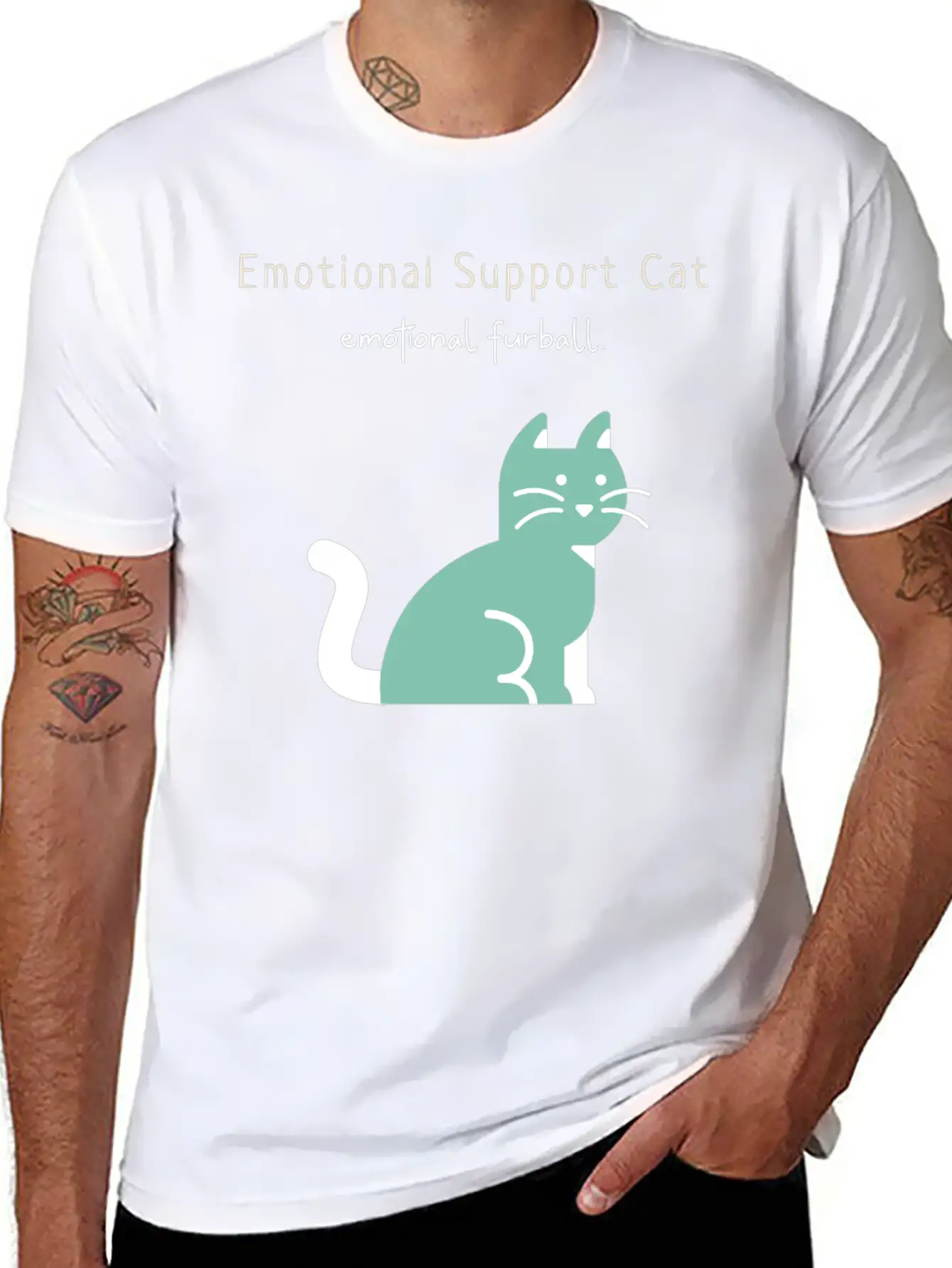 Emotional Furball, Emotional Support Cat On Duty Breathable Soft Cotton T-Shirt – Timeless Casual Look
