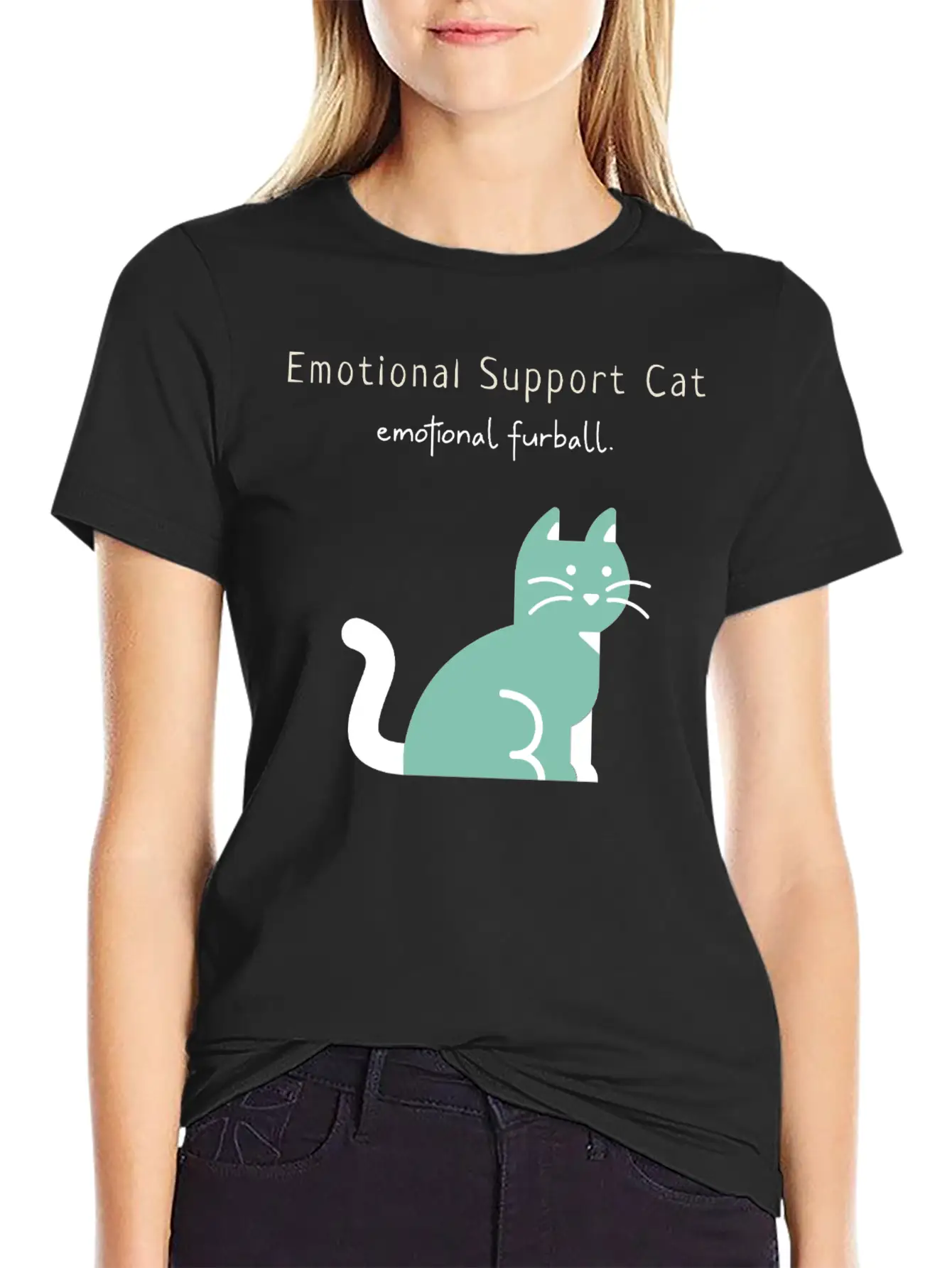 Emotional Furball, Emotional Support Cat On Duty Breathable Soft Cotton T-Shirt – Timeless Casual Look
