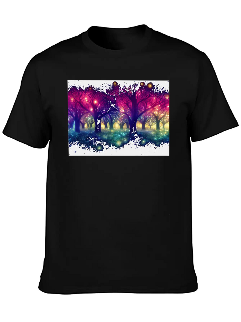 Enchanting Forest With Glowing Lights Essential Cotton Tee For Daily Outfits – Unisex Style