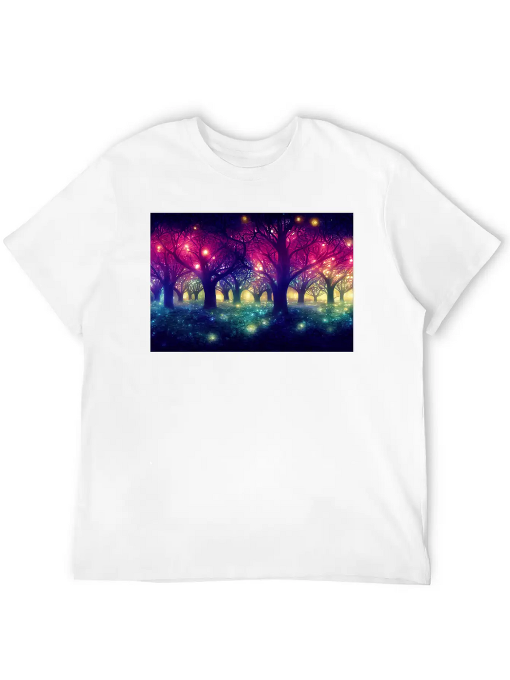 Enchanting Forest With Glowing Lights Essential Cotton Tee For Daily Outfits – Unisex Style