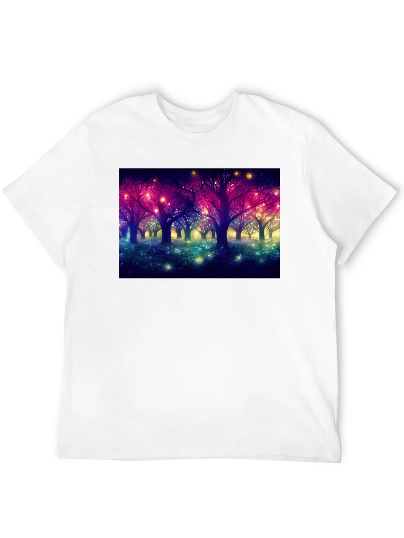 Enchanting Forest With Glowing Lights Essential Cotton Tee For Daily Outfits – Unisex Style