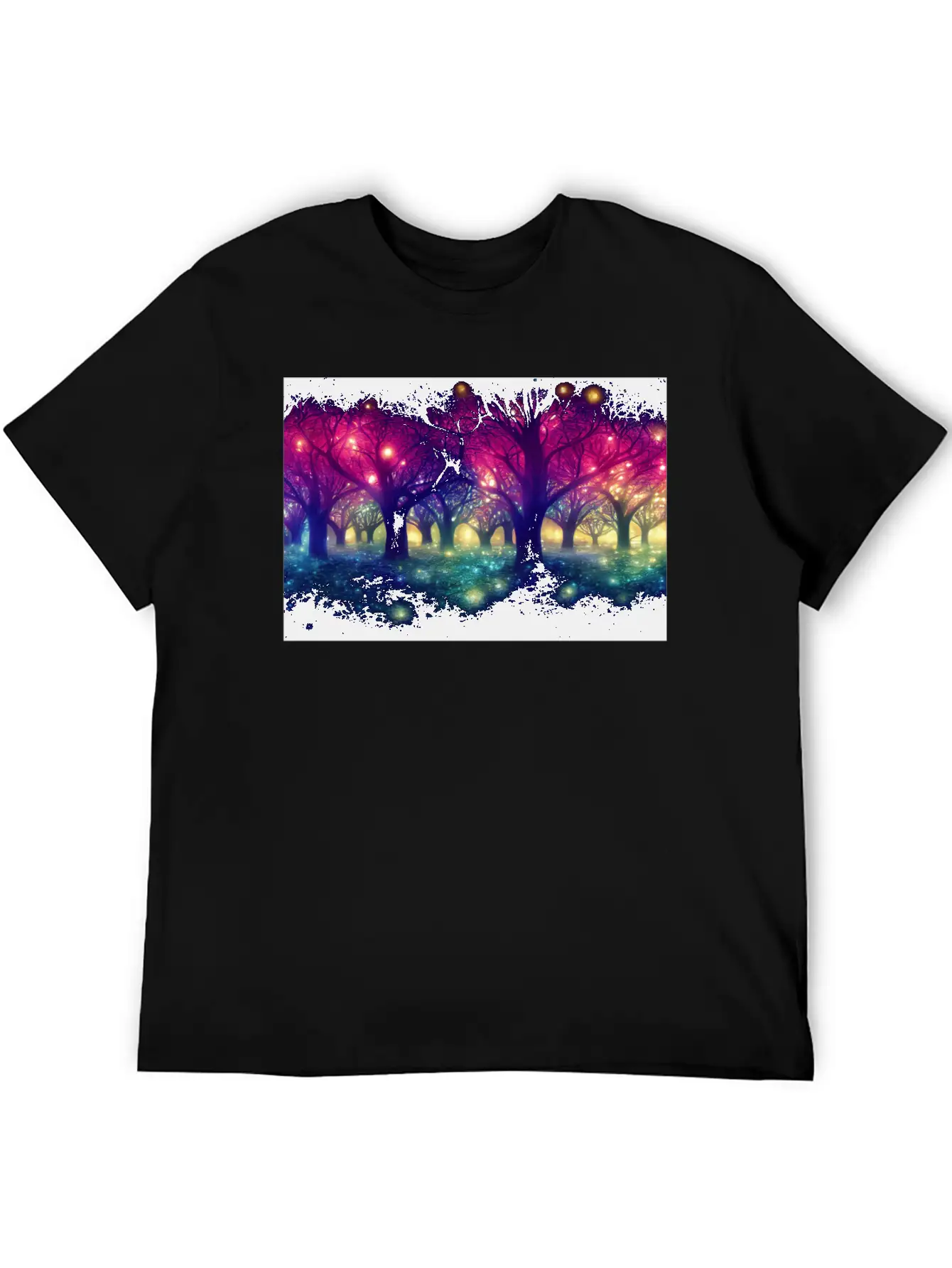 Enchanting Forest With Glowing Lights Essential Cotton Tee For Daily Outfits – Unisex Style