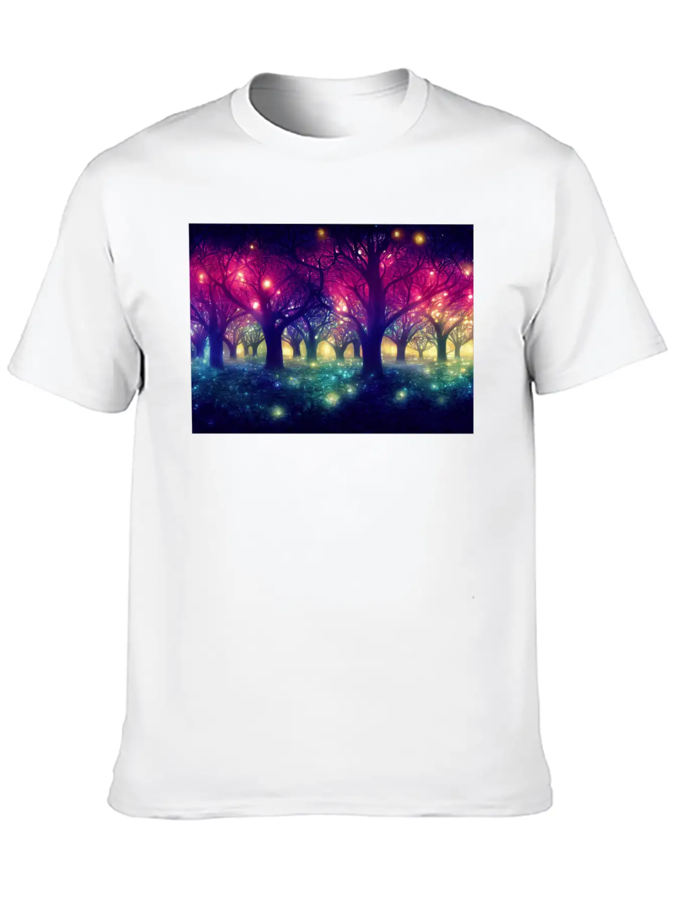 Enchanting Forest With Glowing Lights Essential Cotton Tee For Daily Outfits – Unisex Style