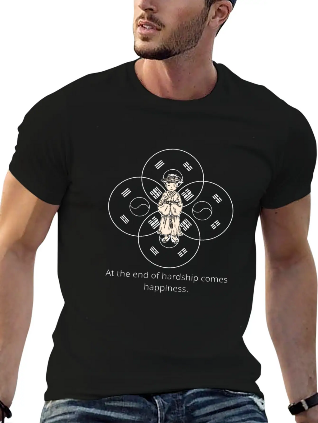 End Of Hardship Comes Happiness - South Korea Classic Fit Graphic Tee For Daily Comfort – Unisex Cotton Shirt