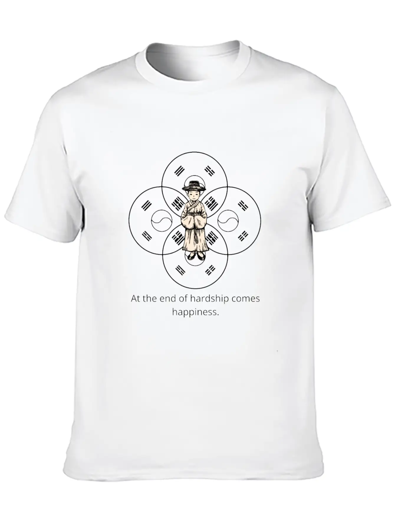 End Of Hardship Comes Happiness - South Korea Classic Fit Graphic Tee For Daily Comfort – Unisex Cotton Shirt
