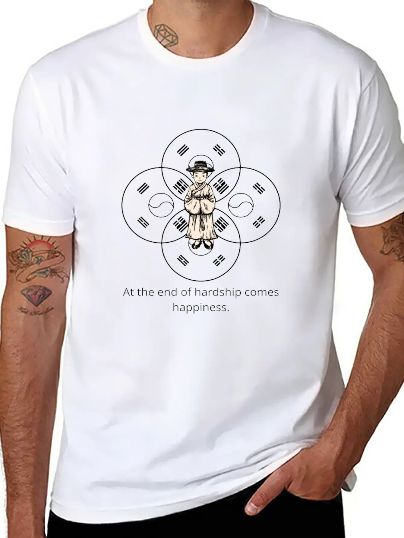 End Of Hardship Comes Happiness - South Korea Classic Fit Graphic Tee For Daily Comfort – Unisex Cotton Shirt