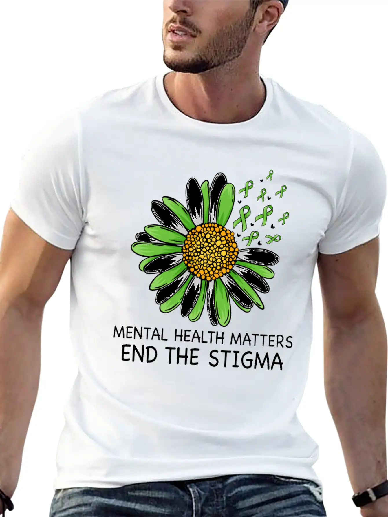 End The Stigma Mental Health Awareness Breathable Soft Cotton T-Shirt – Timeless Casual Look