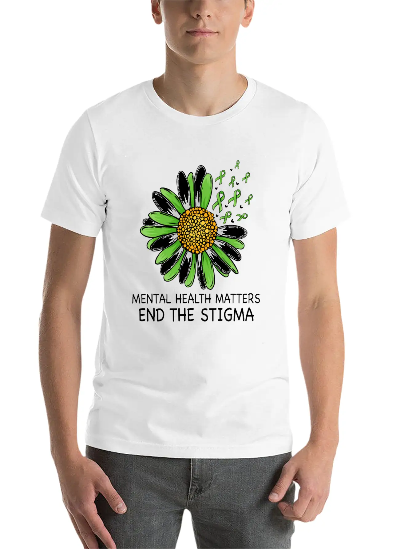 End The Stigma Mental Health Awareness Breathable Soft Cotton T-Shirt – Timeless Casual Look