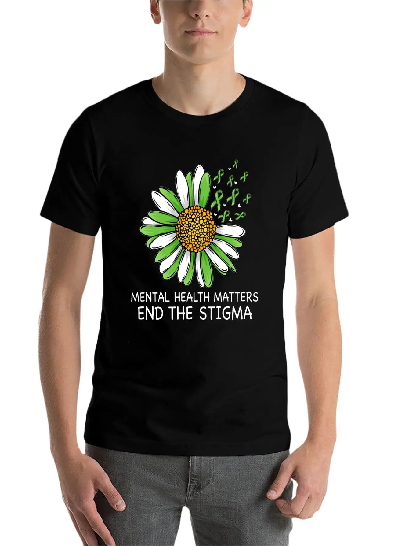 End The Stigma Mental Health Awareness Breathable Soft Cotton T-Shirt – Timeless Casual Look