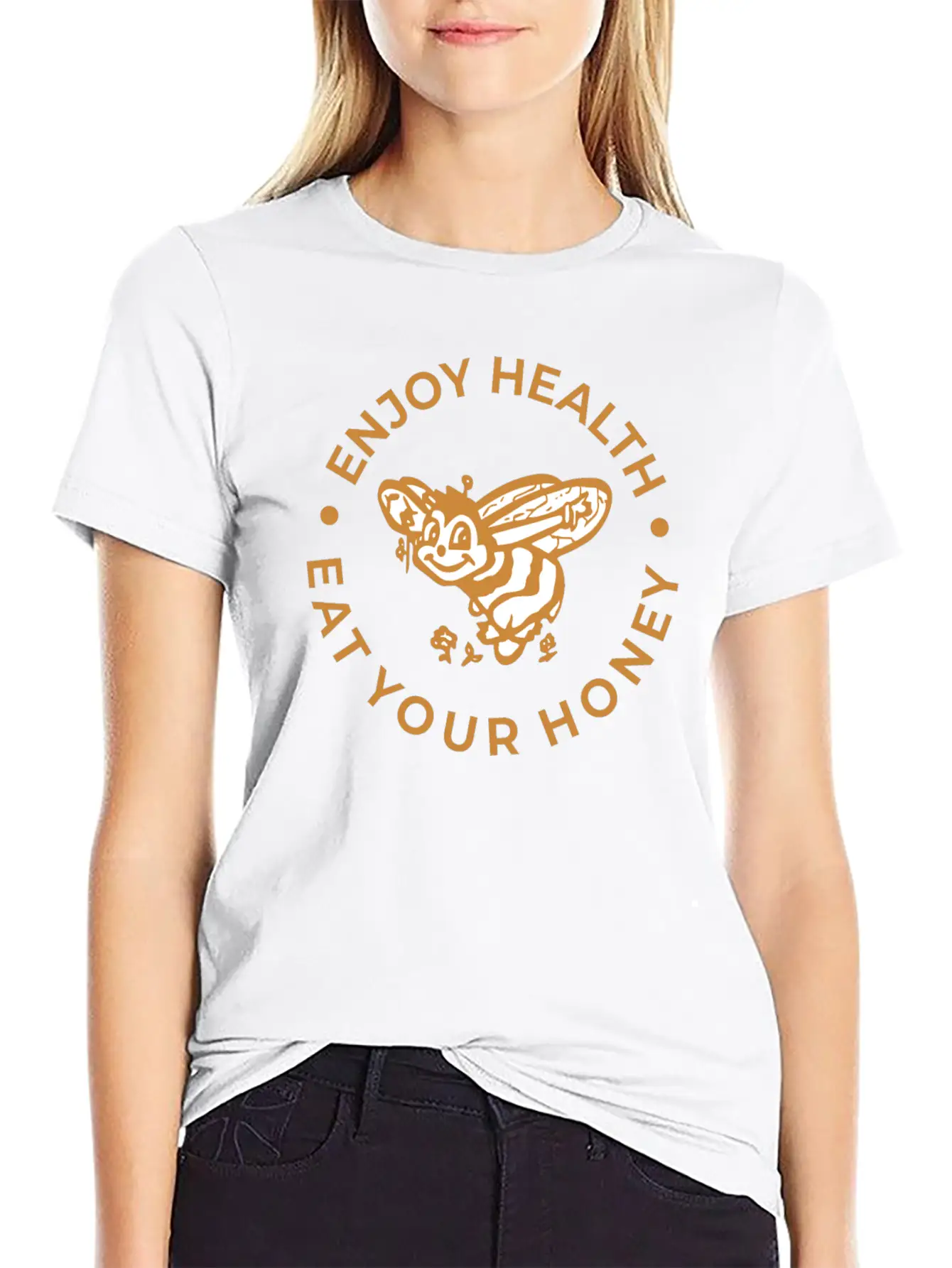 Enjoy Health Eat Your Honey Unisex Short Sleeve Soft Cotton T-Shirt – Casual Everyday Wear