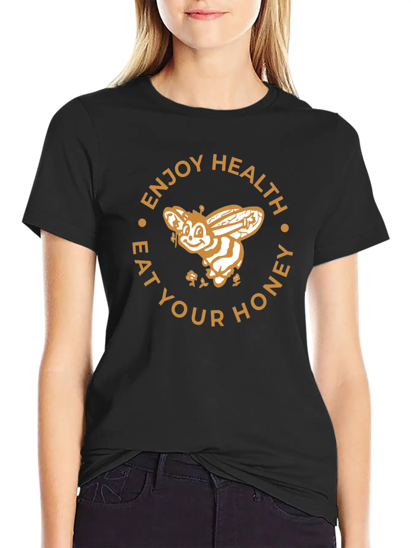 Enjoy Health Eat Your Honey Unisex Short Sleeve Soft Cotton T-Shirt – Casual Everyday Wear