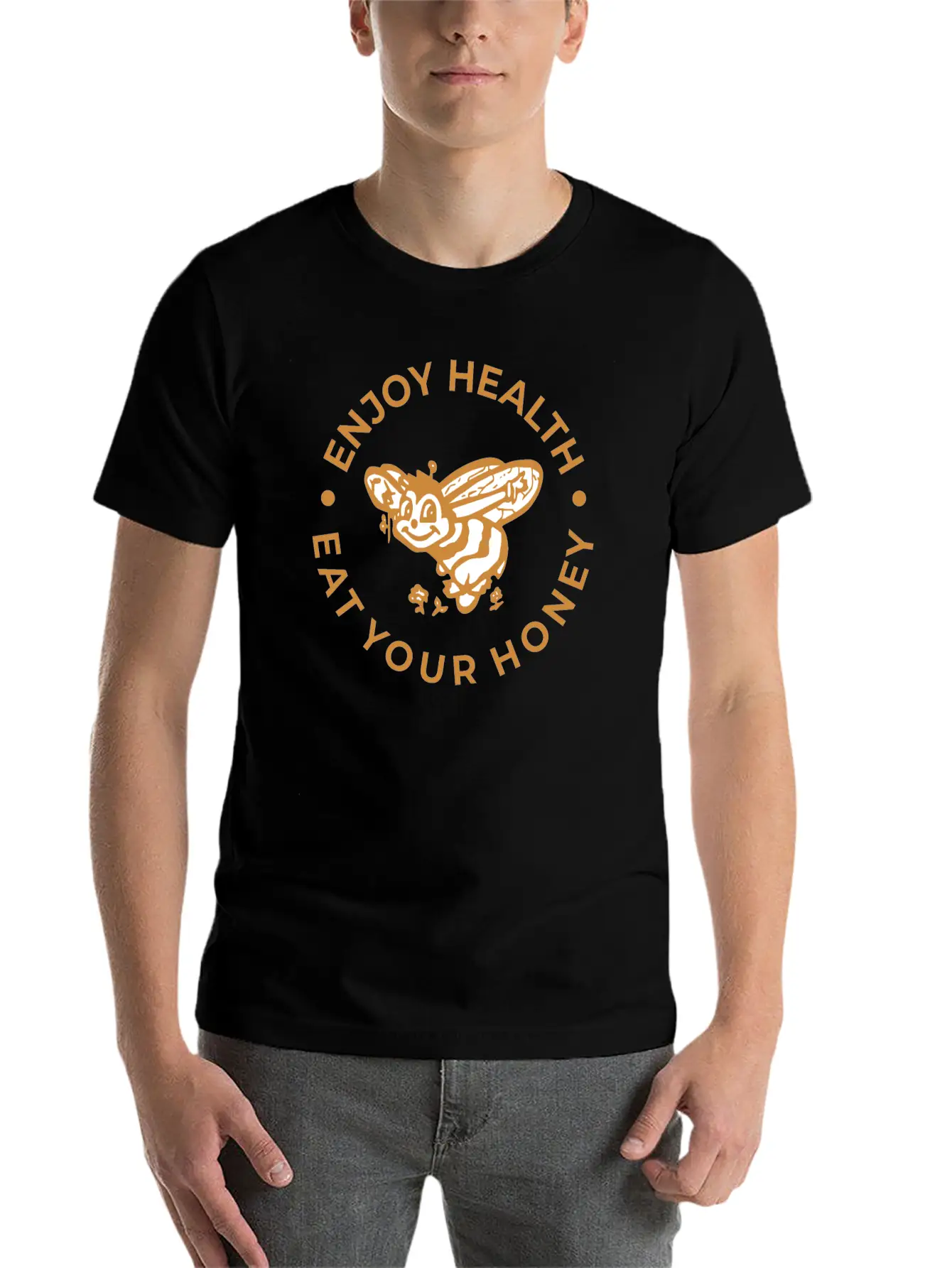 Enjoy Health Eat Your Honey Unisex Short Sleeve Soft Cotton T-Shirt – Casual Everyday Wear