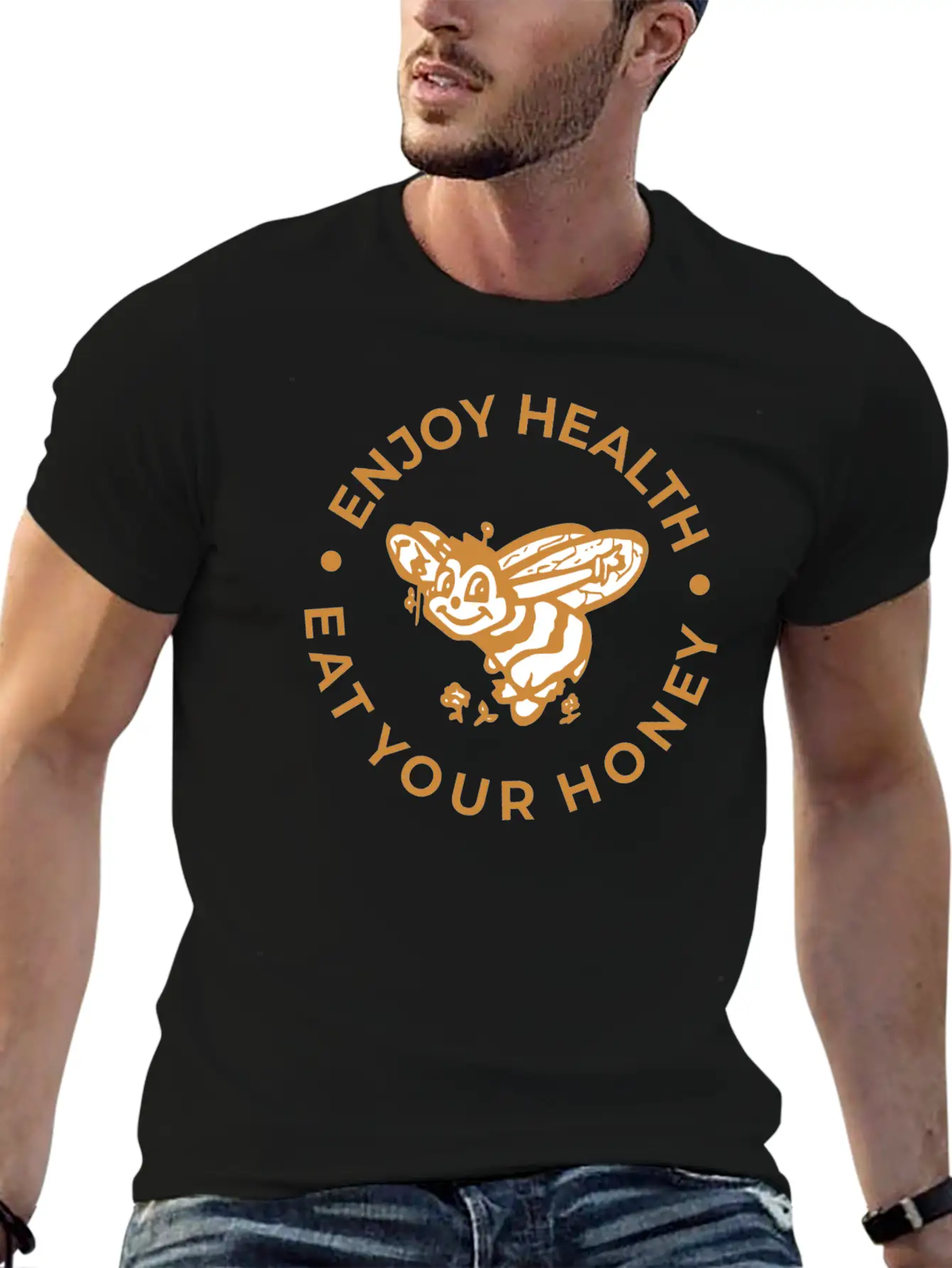 Enjoy Health Eat Your Honey Unisex Short Sleeve Soft Cotton T-Shirt – Casual Everyday Wear