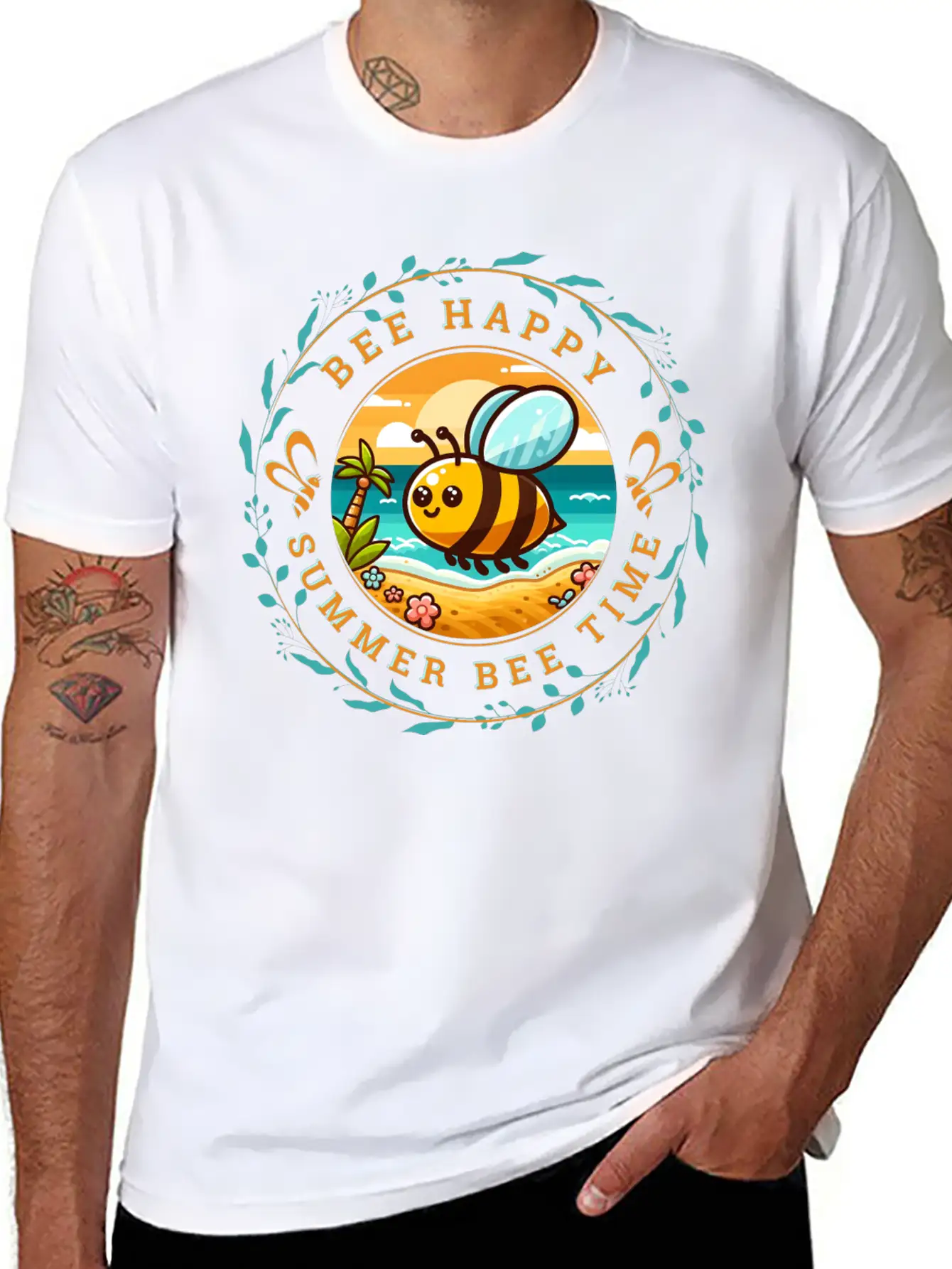 ENJOY SUMMER PARADISE SURFING Unisex Short Sleeve Soft Cotton T-Shirt – Casual Everyday Wear
