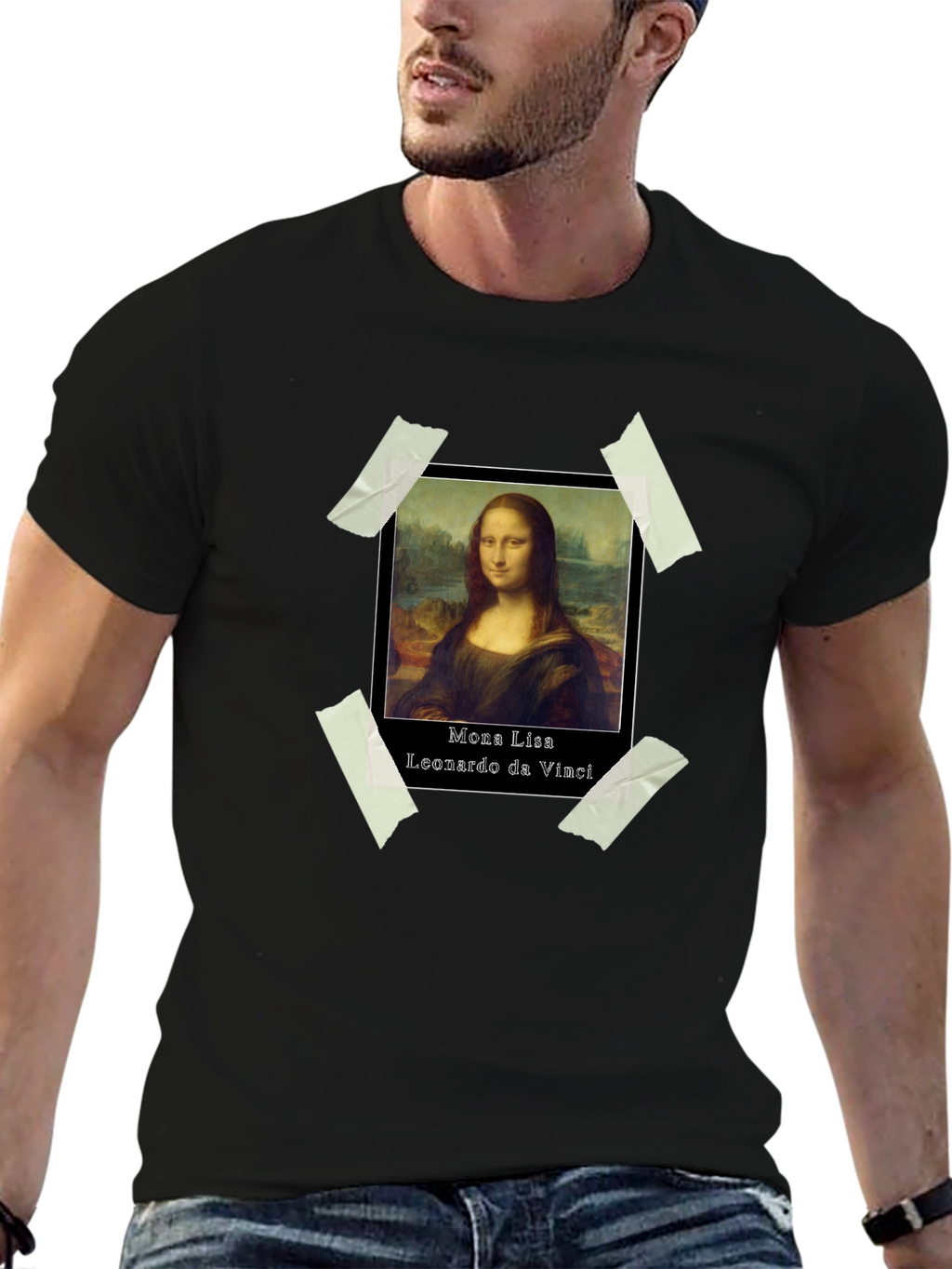 Mona Lisa Taped Portrait Tee - Artistic Fashion