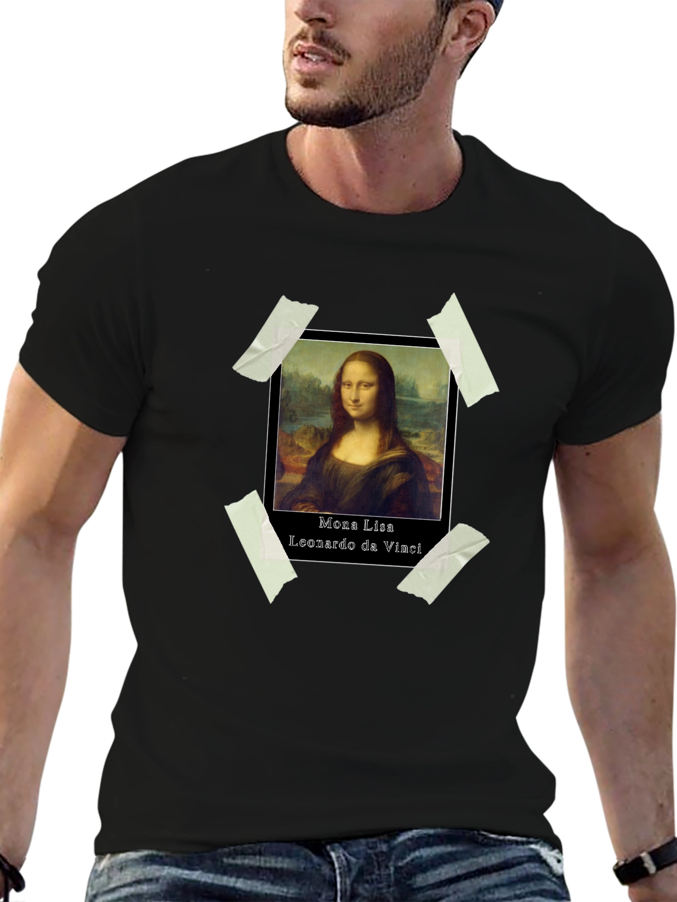 Mona Lisa Taped Portrait Tee - Artistic Fashion