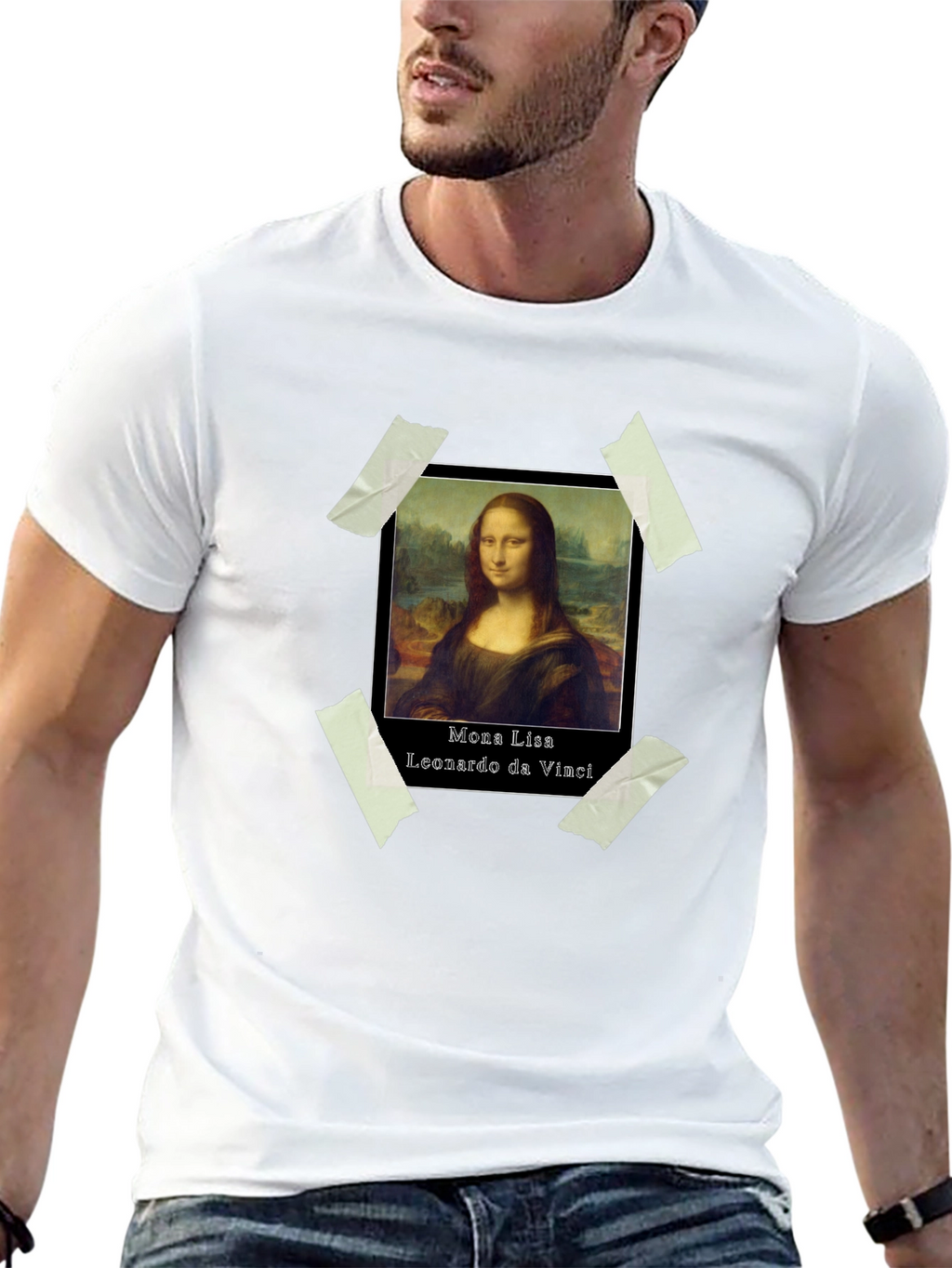 Mona Lisa Taped Portrait Tee - Artistic Fashion