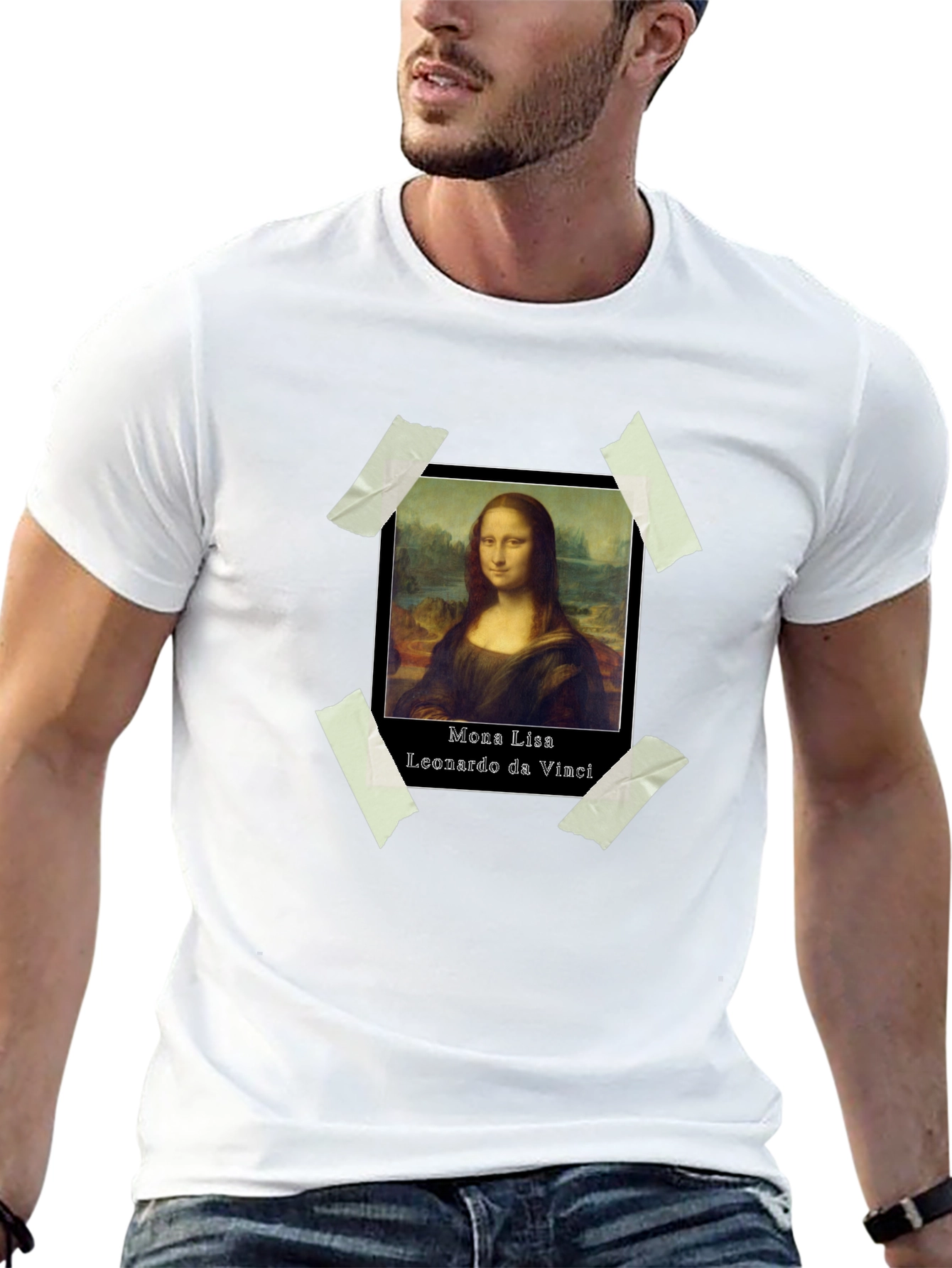 Mona Lisa Taped Portrait Tee - Artistic Fashion