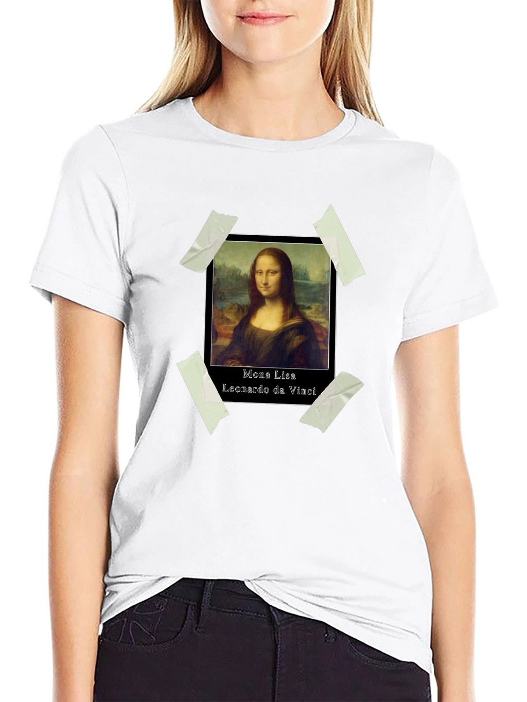 Mona Lisa Taped Portrait Tee - Artistic Fashion