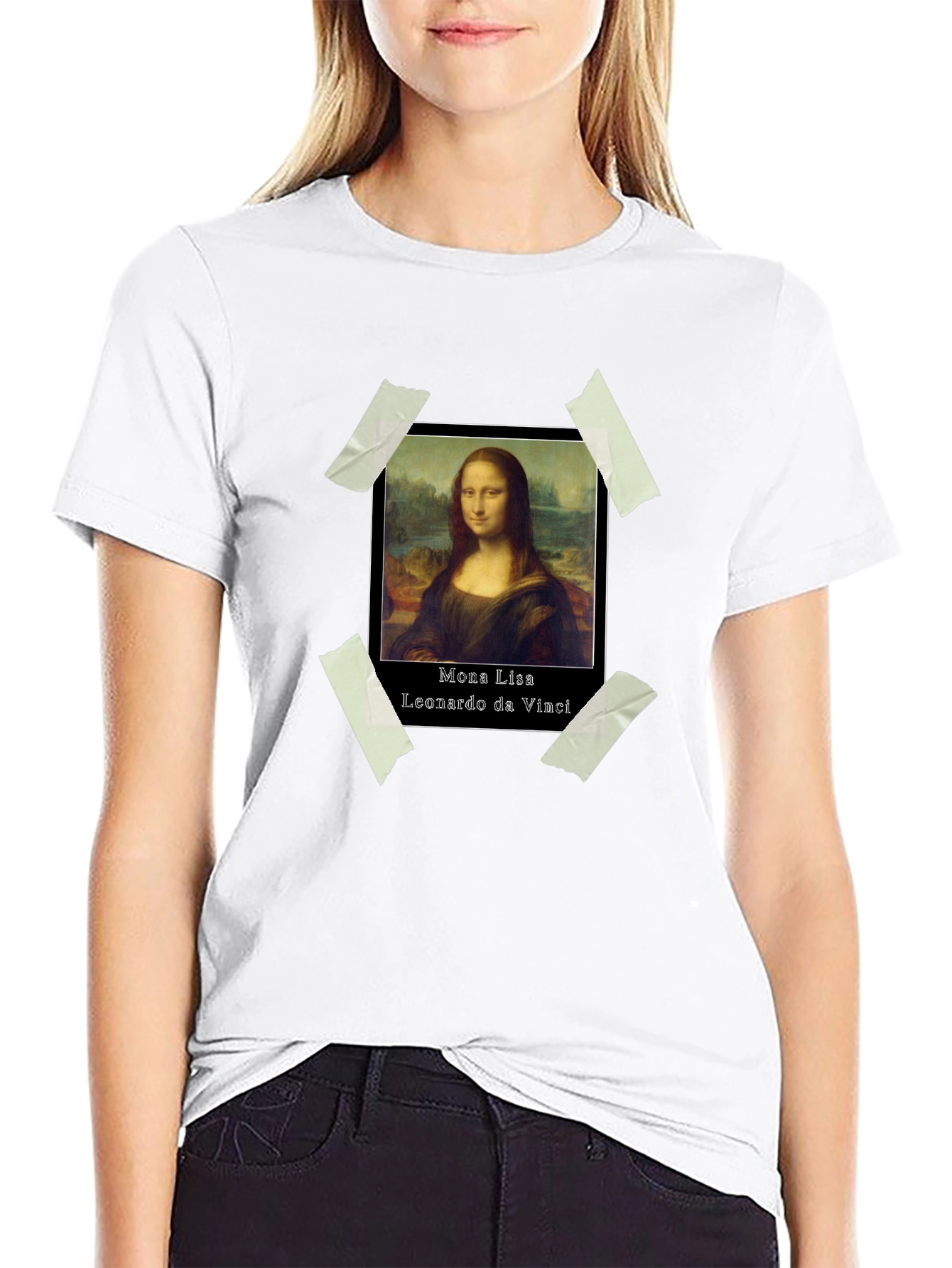 Mona Lisa Taped Portrait Tee - Artistic Fashion