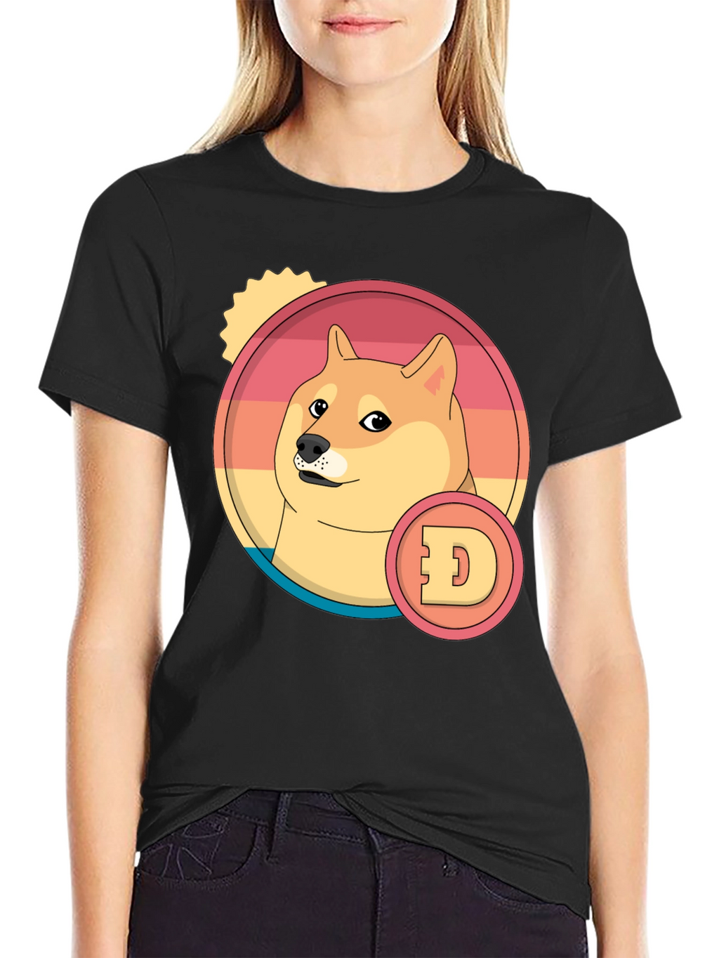 Doge Cryptocurrency Graphic T-Shirt - Black
