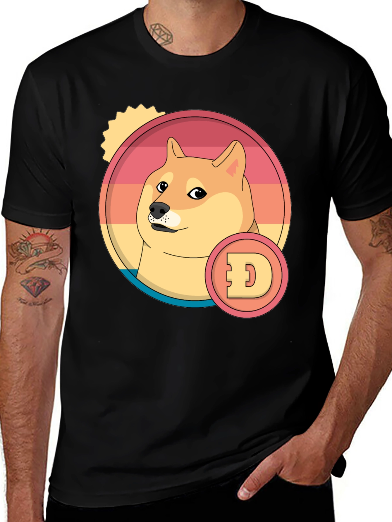 Doge Cryptocurrency Graphic T-Shirt - Black