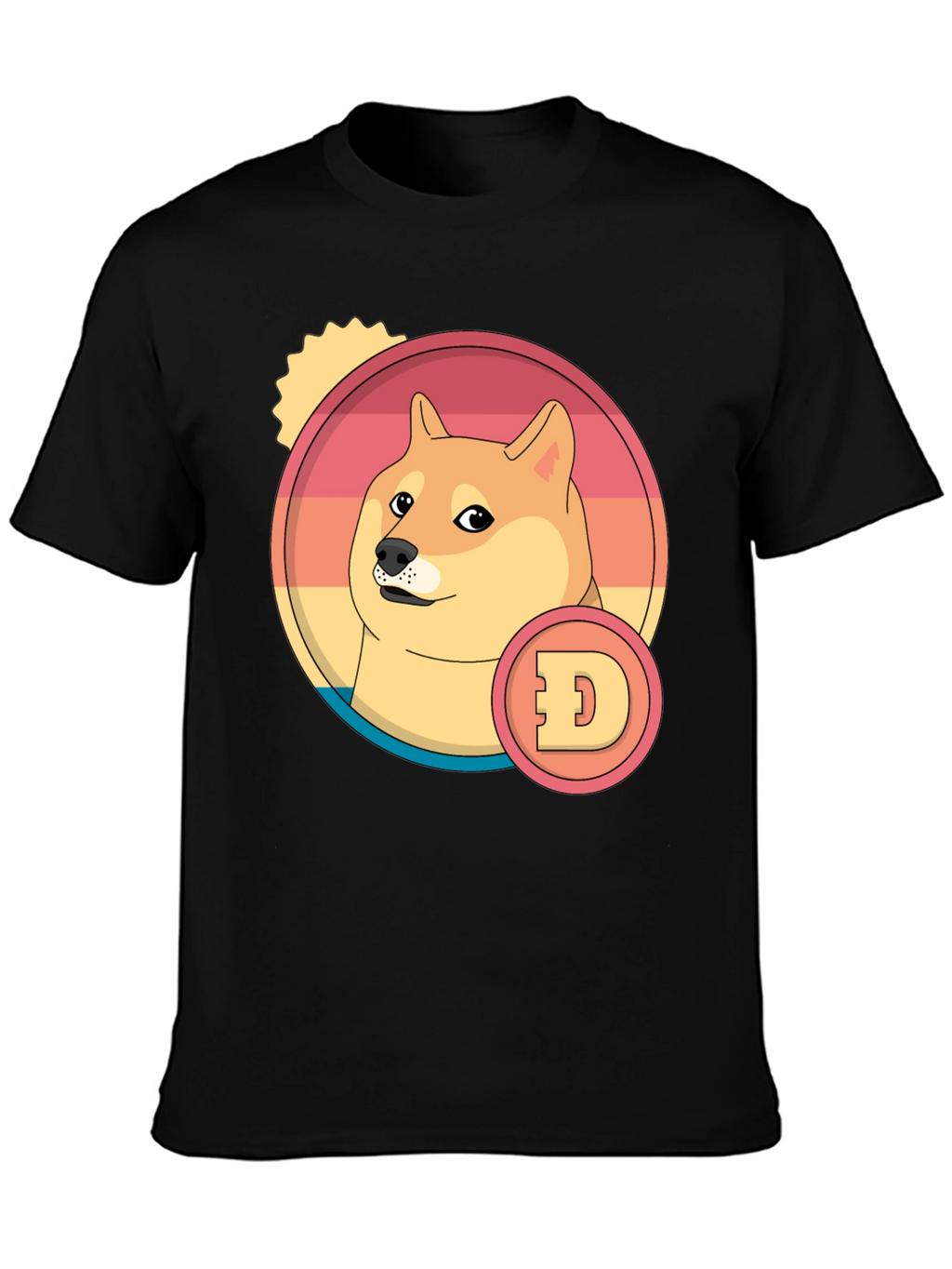 Doge Cryptocurrency Graphic T-Shirt - Black