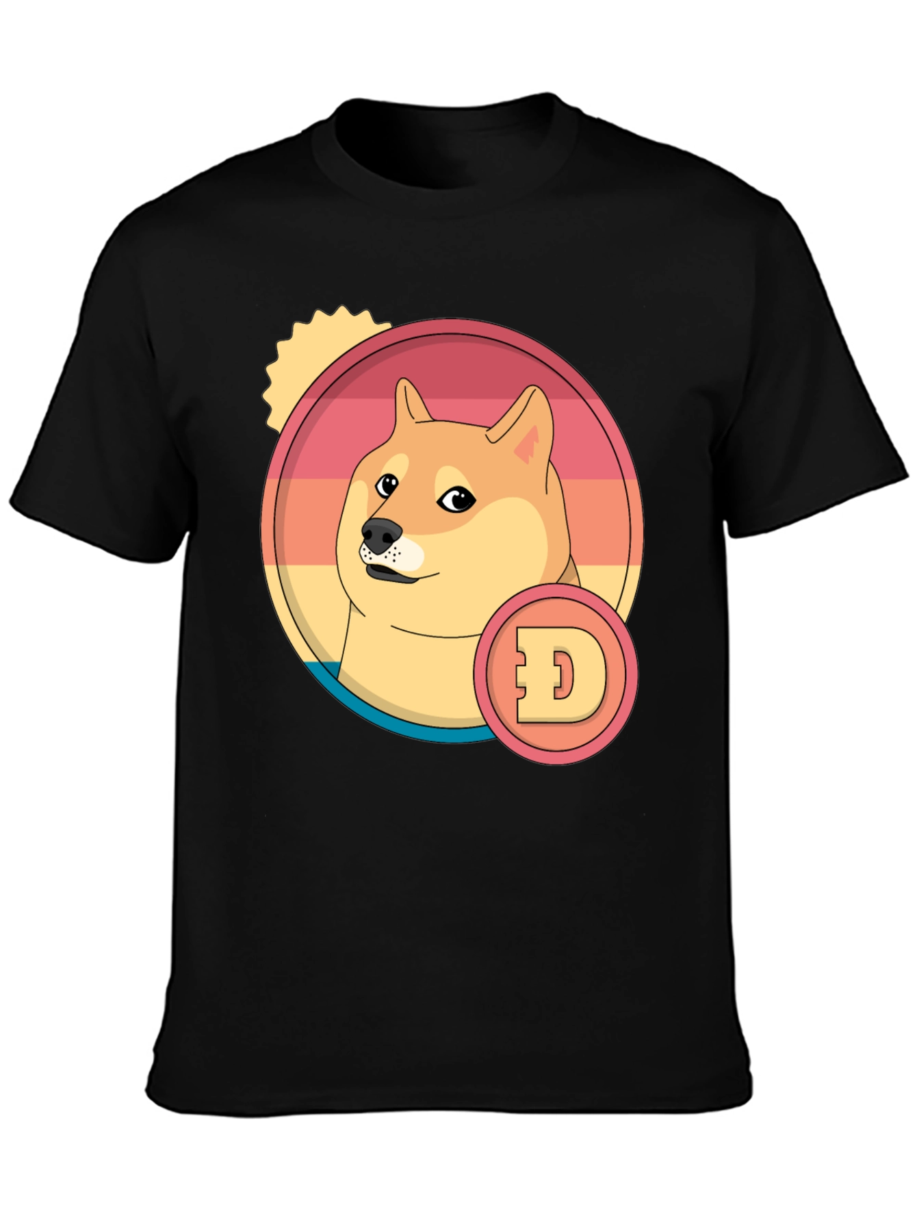 Doge Cryptocurrency Graphic T-Shirt - Black