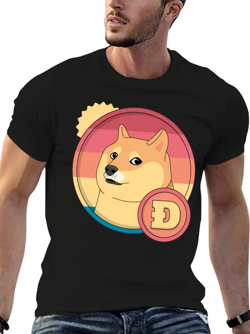 Doge Cryptocurrency Graphic T-Shirt - Black