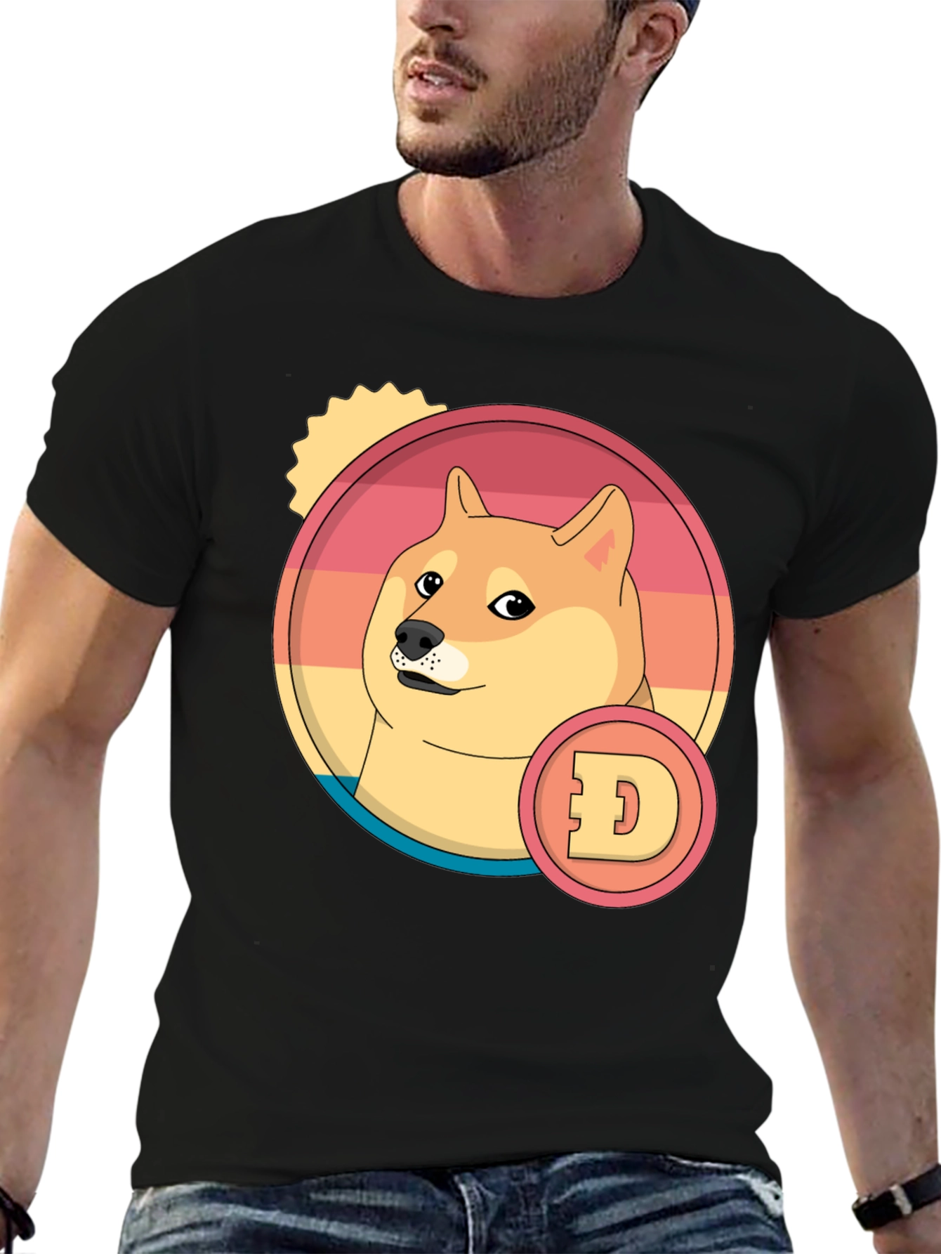Doge Cryptocurrency Graphic T-Shirt - Black