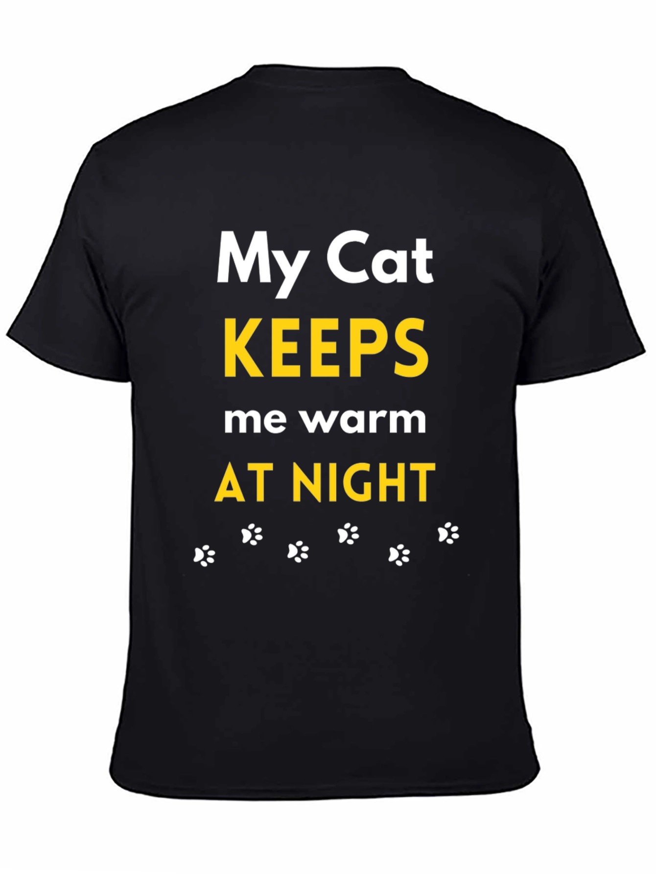 My Cat Keeps Me Warm Black T-Shirt