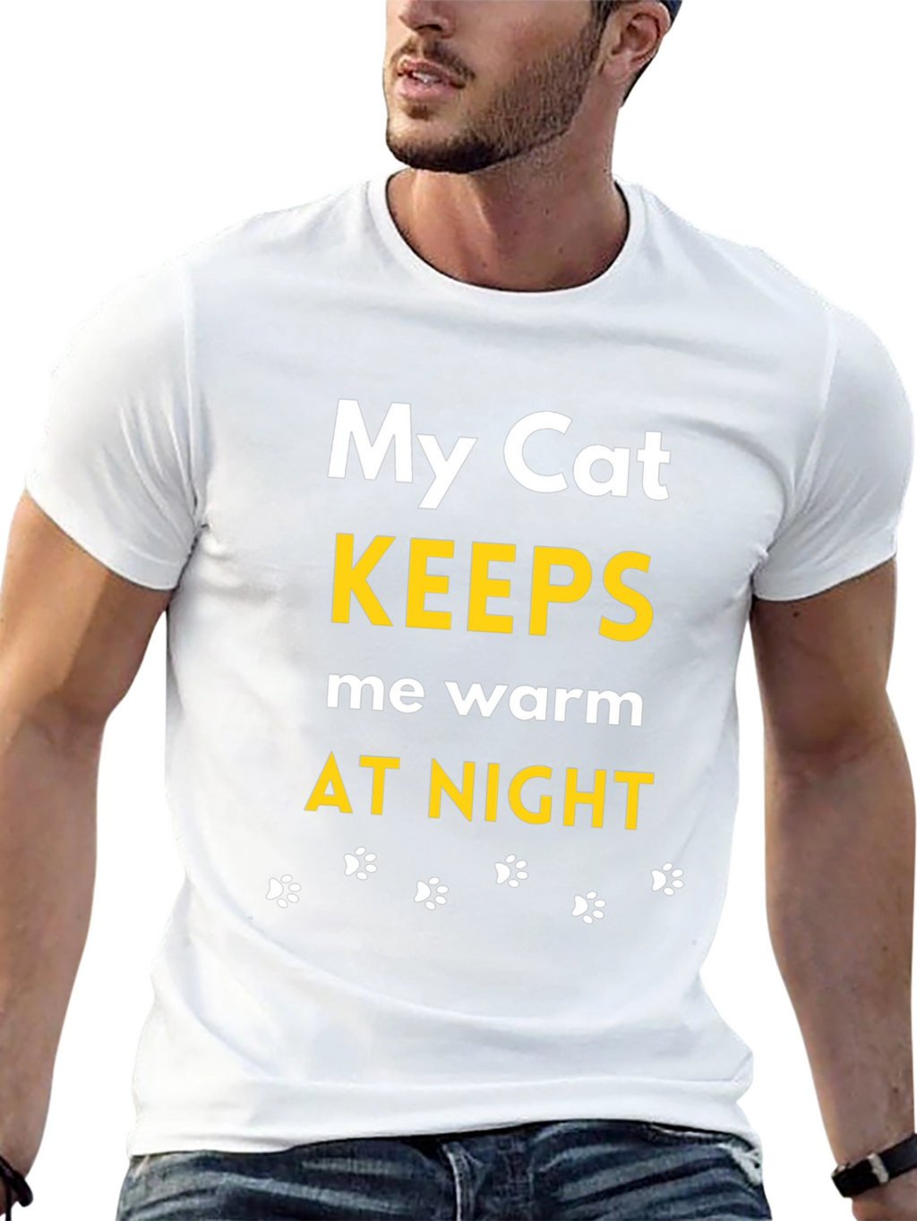 My Cat Keeps Me Warm Black T-Shirt