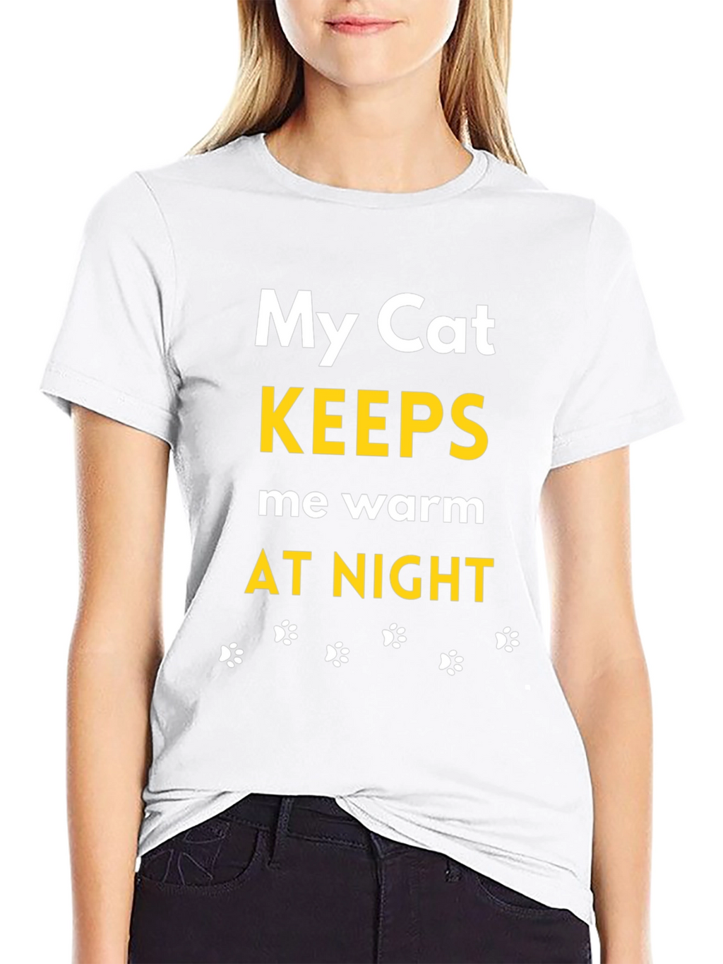 My Cat Keeps Me Warm Black T-Shirt