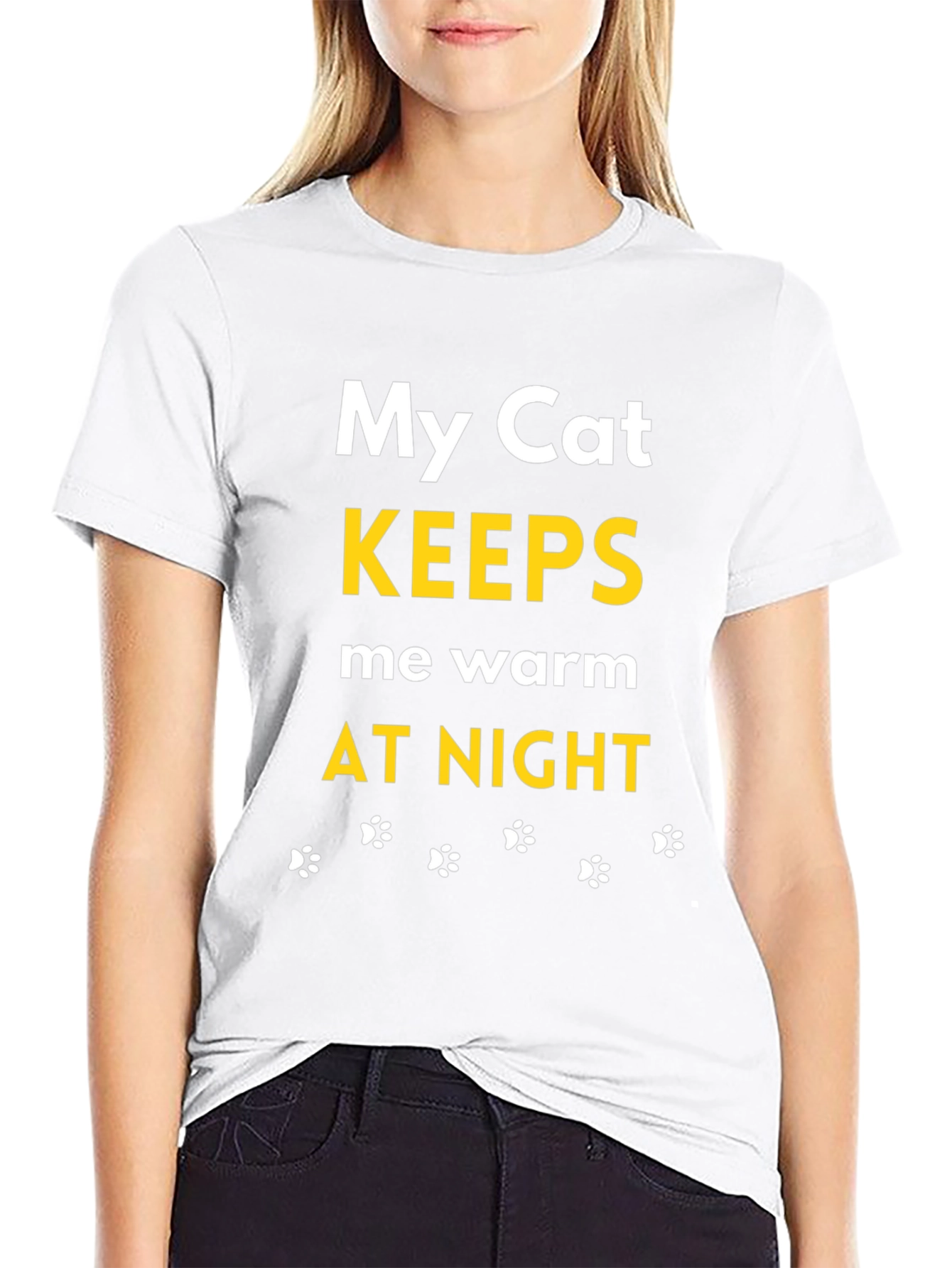 My Cat Keeps Me Warm Black T-Shirt