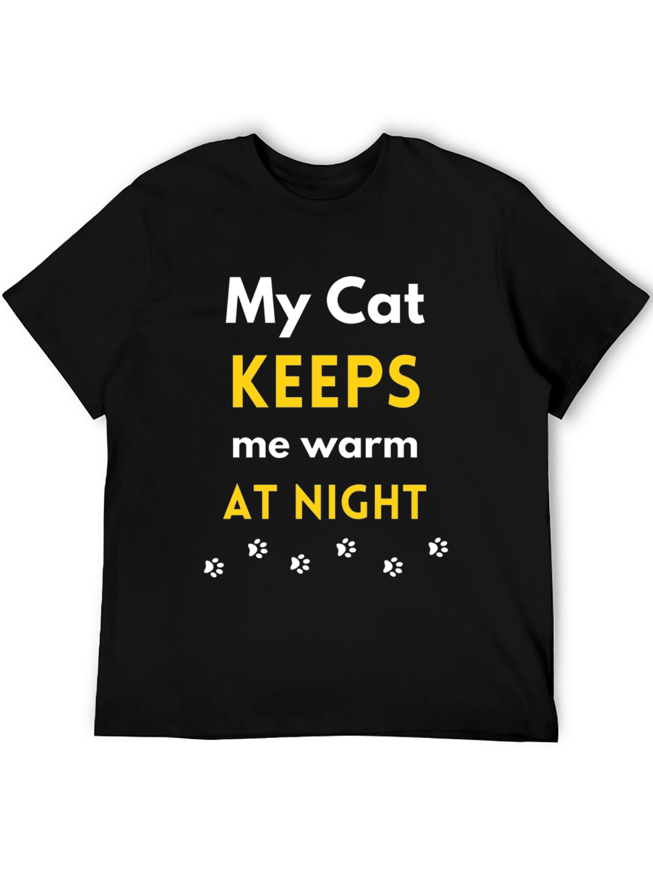 My Cat Keeps Me Warm Black T-Shirt